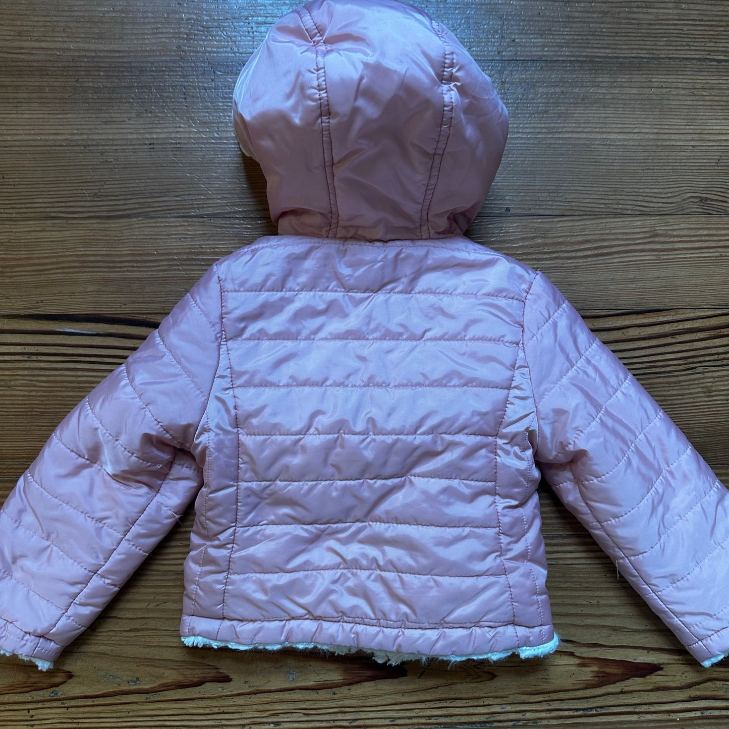 Me Jane mini pink white fleece lined reversible coat SIZE 18M