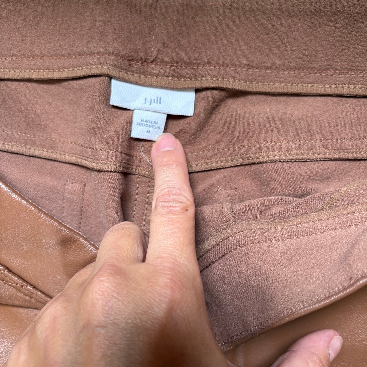 J.Jill tan beige faux leather pull on leggings pants SIZE M