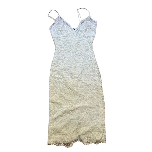 Express ivory white lace overlay bodycon spaghetti strap midi dress SIZE XS