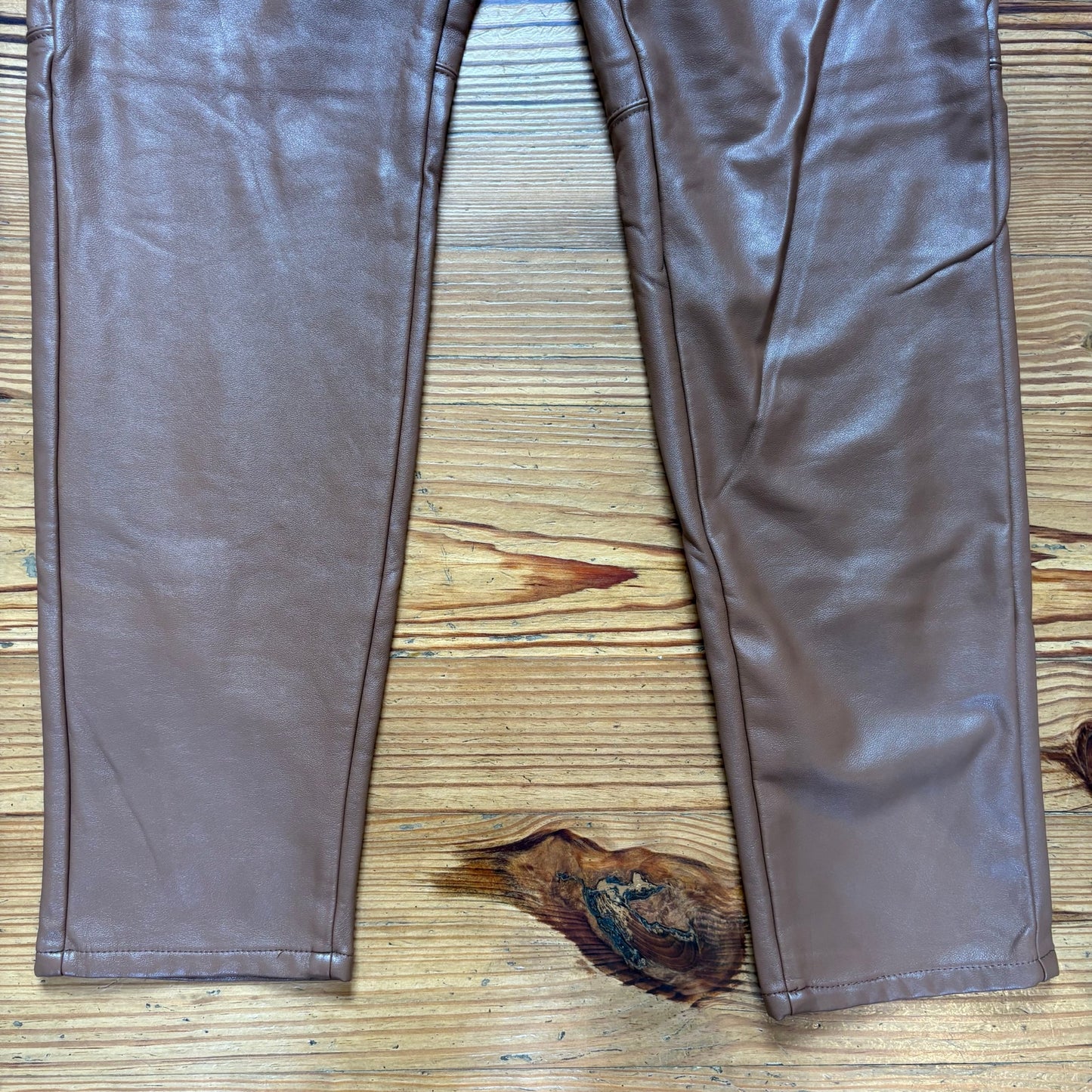 J.Jill tan beige faux leather pull on leggings pants SIZE M