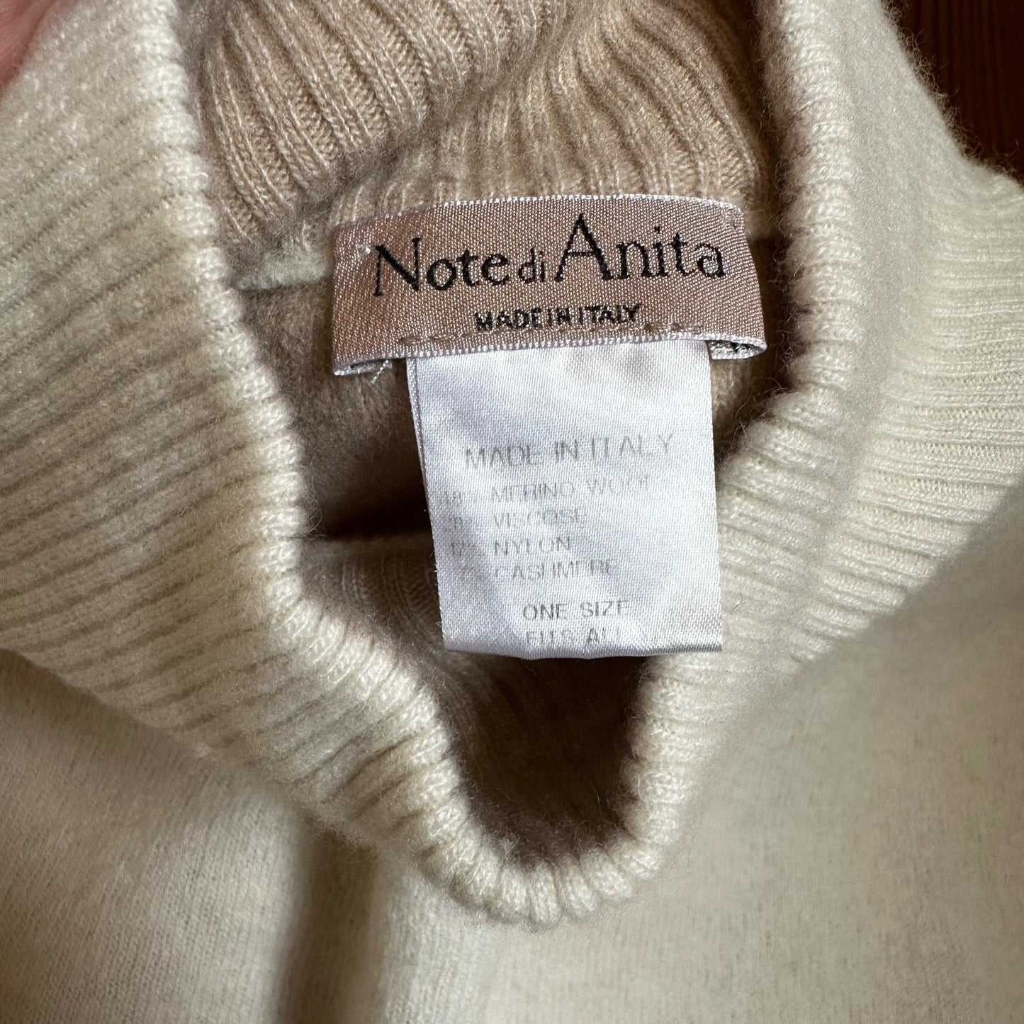 Note di Anita made in Italy neutral mock neck poncho SIZE OS