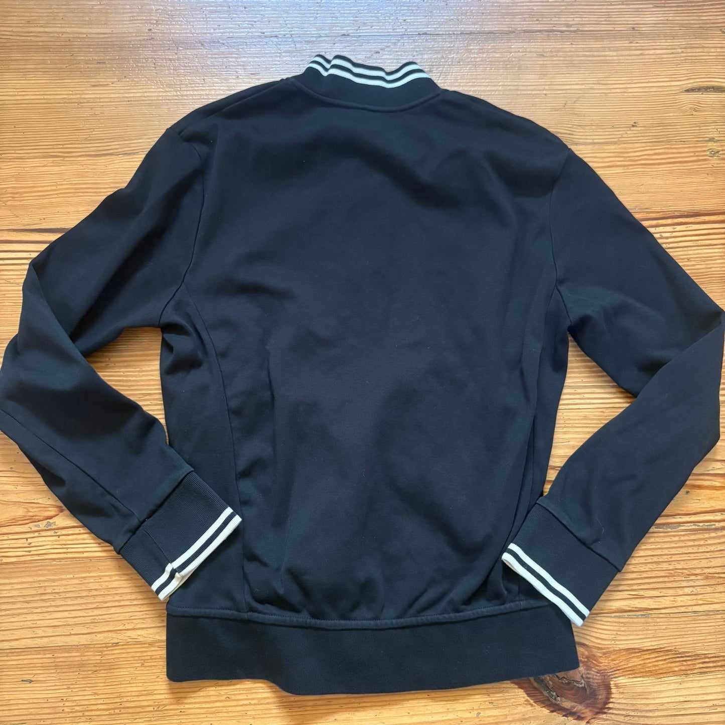 Polo Ralph Lauren black white trim cotton full zip sweater SIZE S