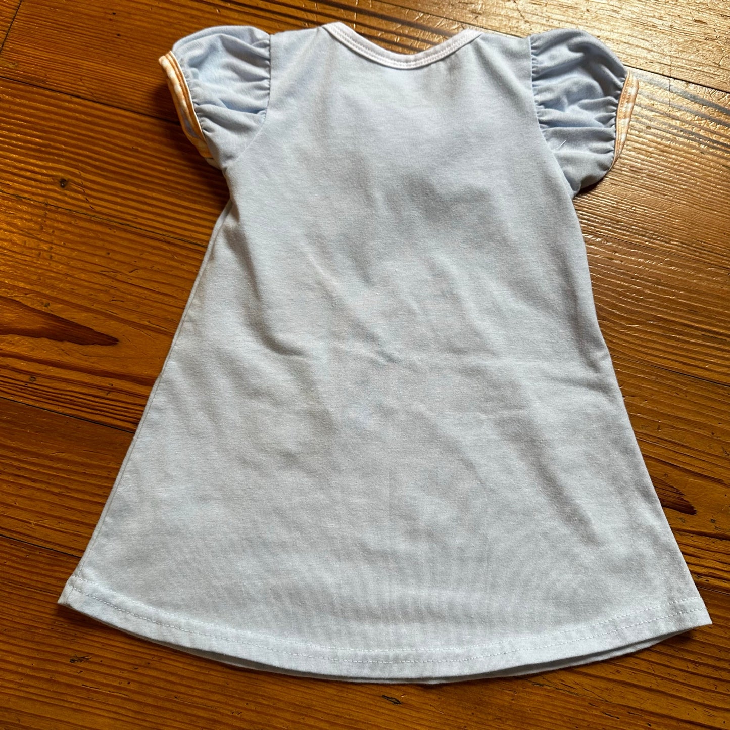 Light blue pumpkin embroidered short sleeve collar dress SIZE 12-18M