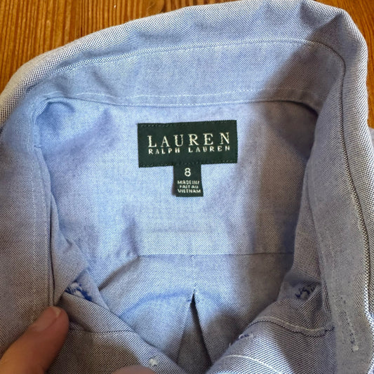 Ralph Lauren blue collar long sleeve button up shirt SIZE 8