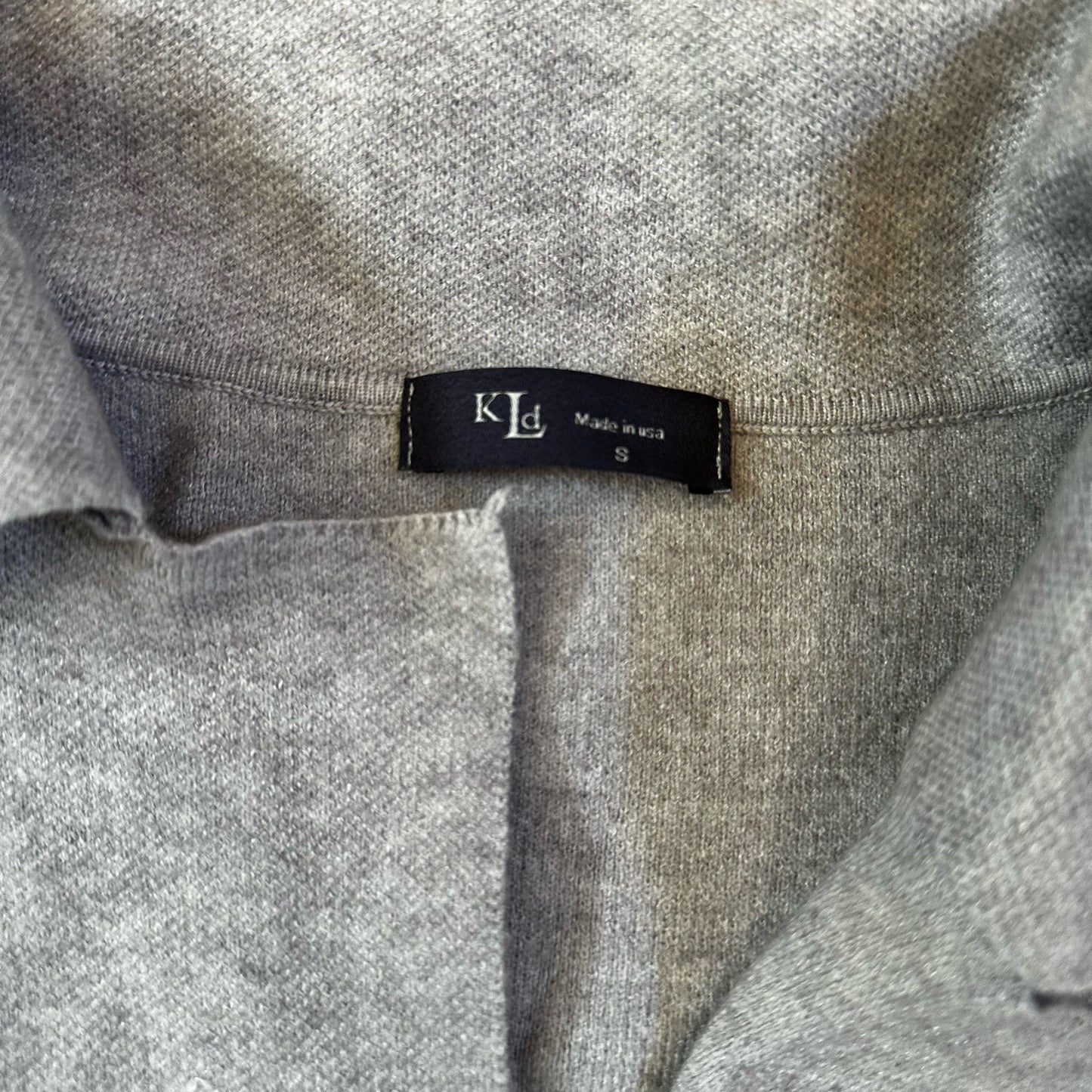 KLD light gray knit angora blend long open collar cardigan sweater SIZE S