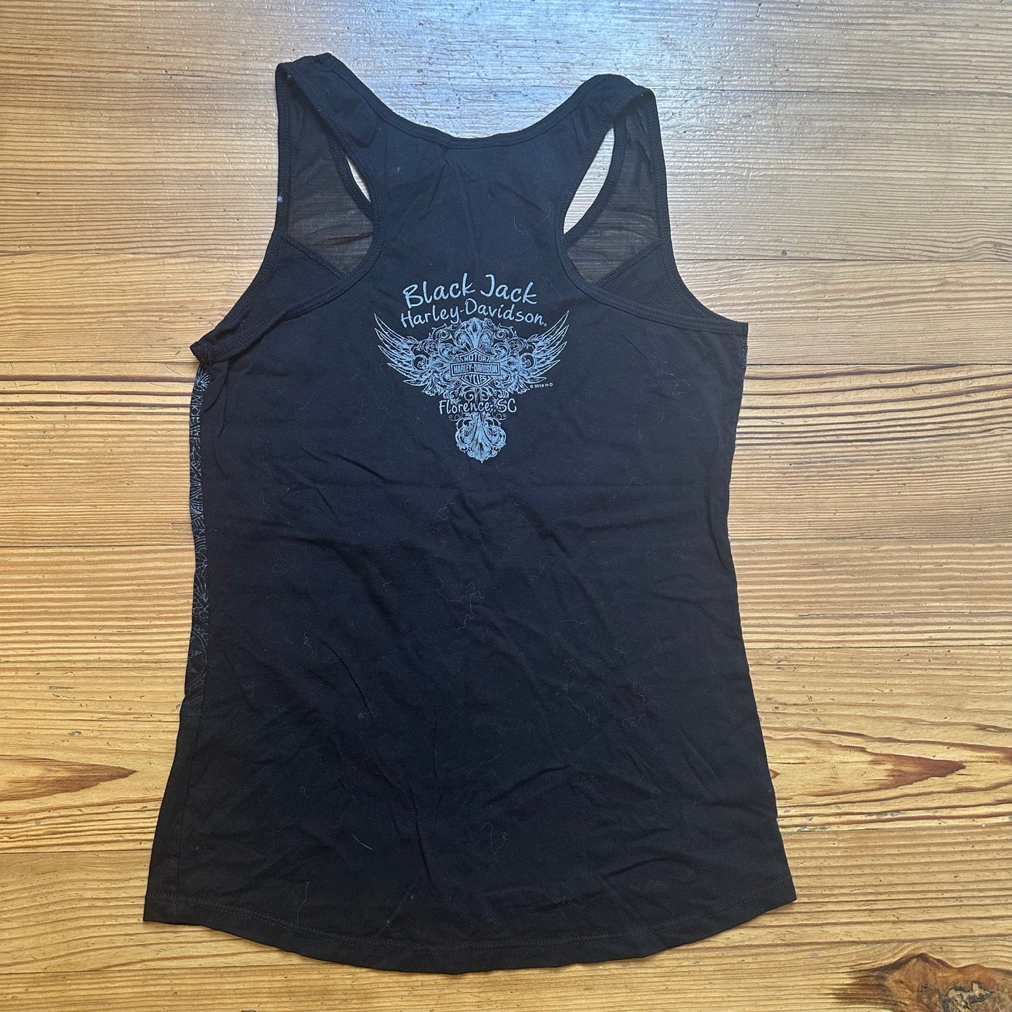 Harley Davidson black gray graphic sheer neckline tank SIZE M