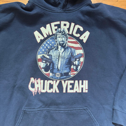 American Chuck Norris black graphic hooded sweatshirt SIZE 2XL
