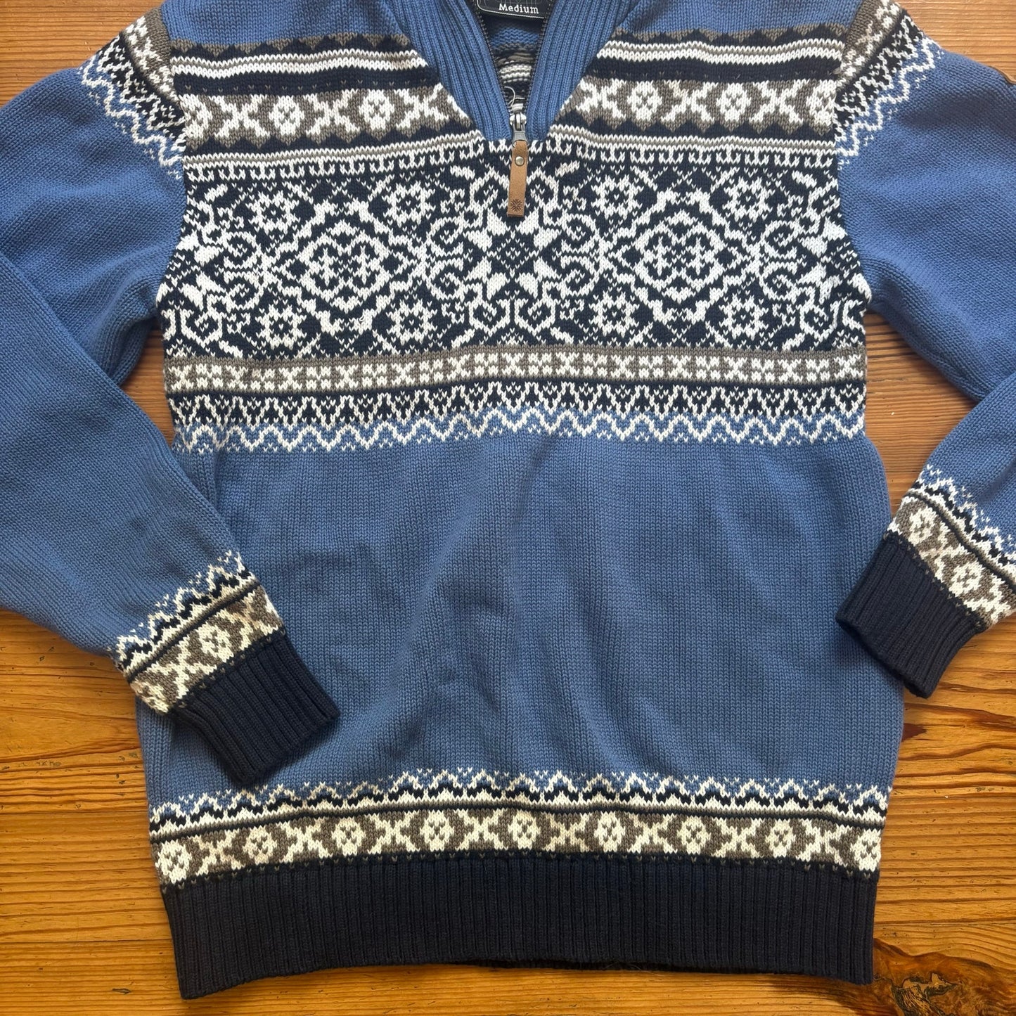Norwear Norwegian blue white winter quarter zip pullover sweater SIZE M