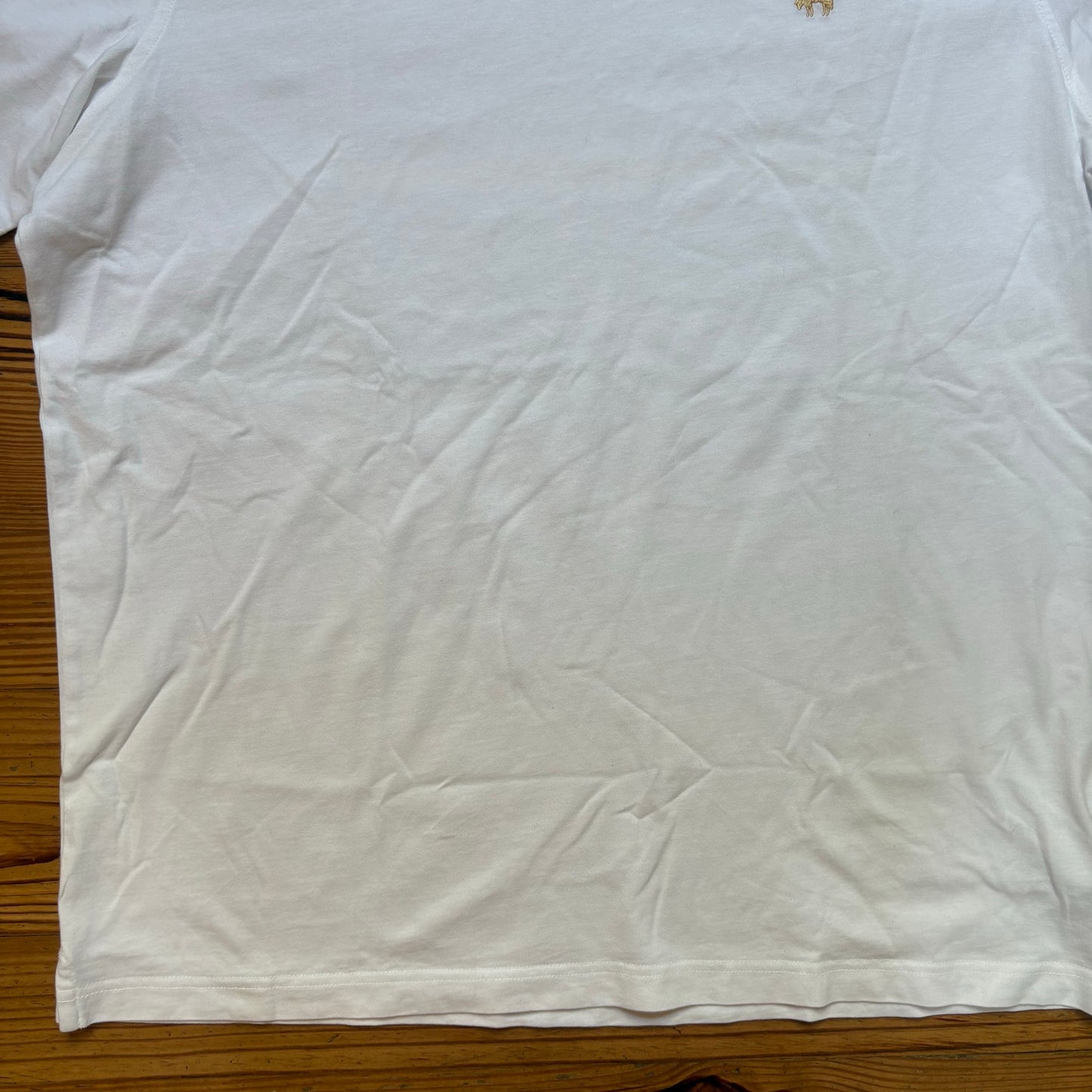 NWOT Brooks Brothers white cotton gold logo short sleeve mens shirt SIZE XL