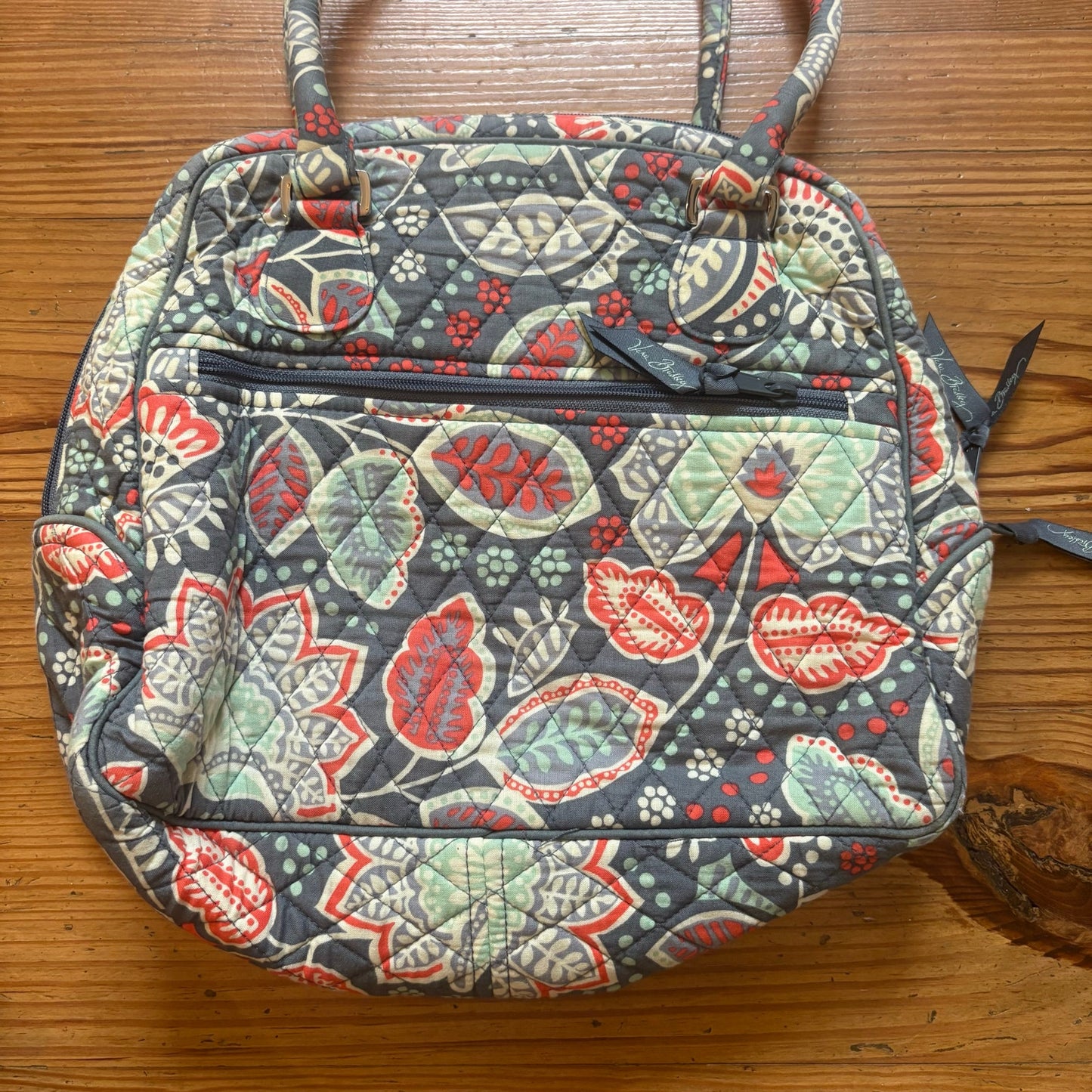 Vera Bradley gray pink floral paisley shoulder bag wallet set