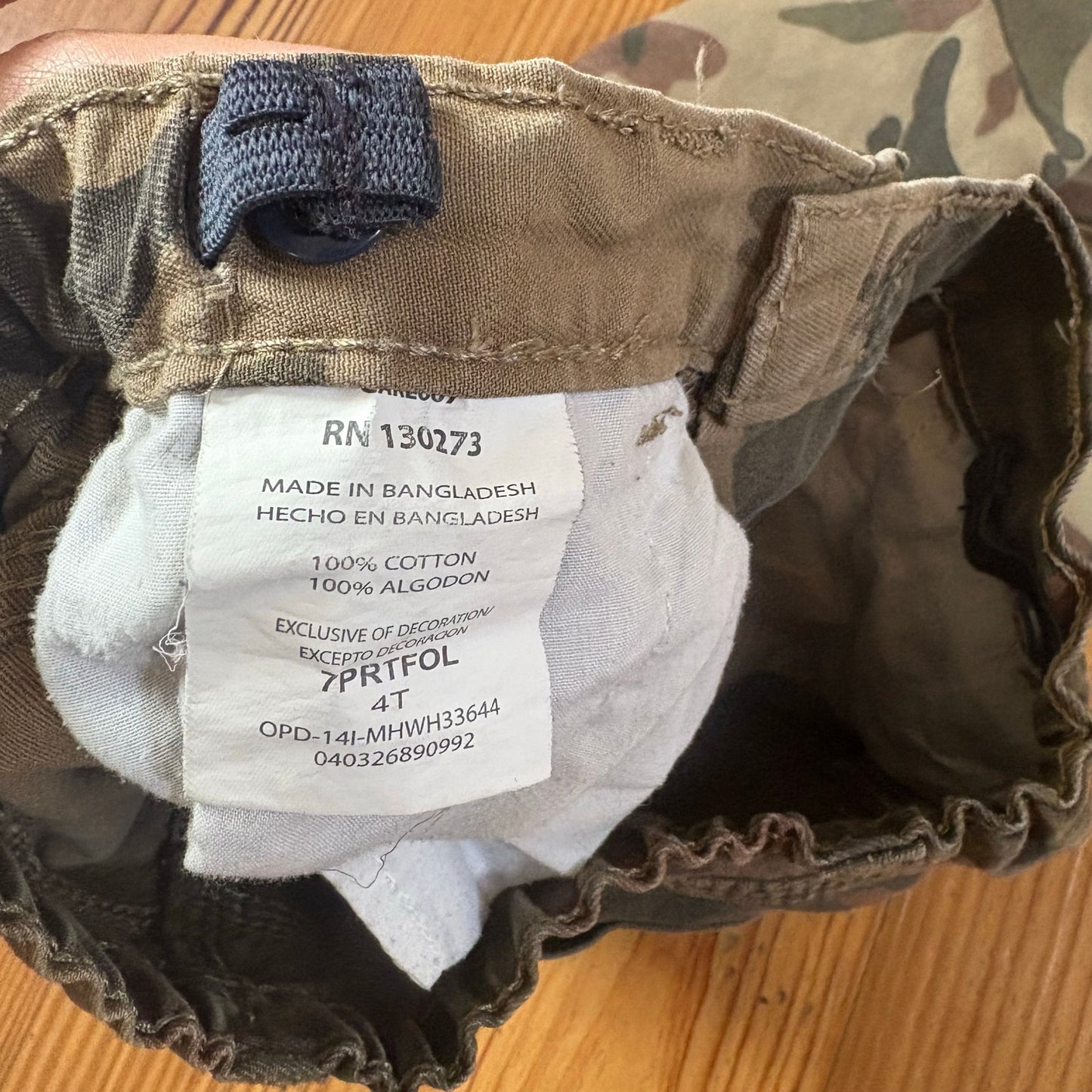 Camo army green cotton cargo toddler pants SIZE 4T