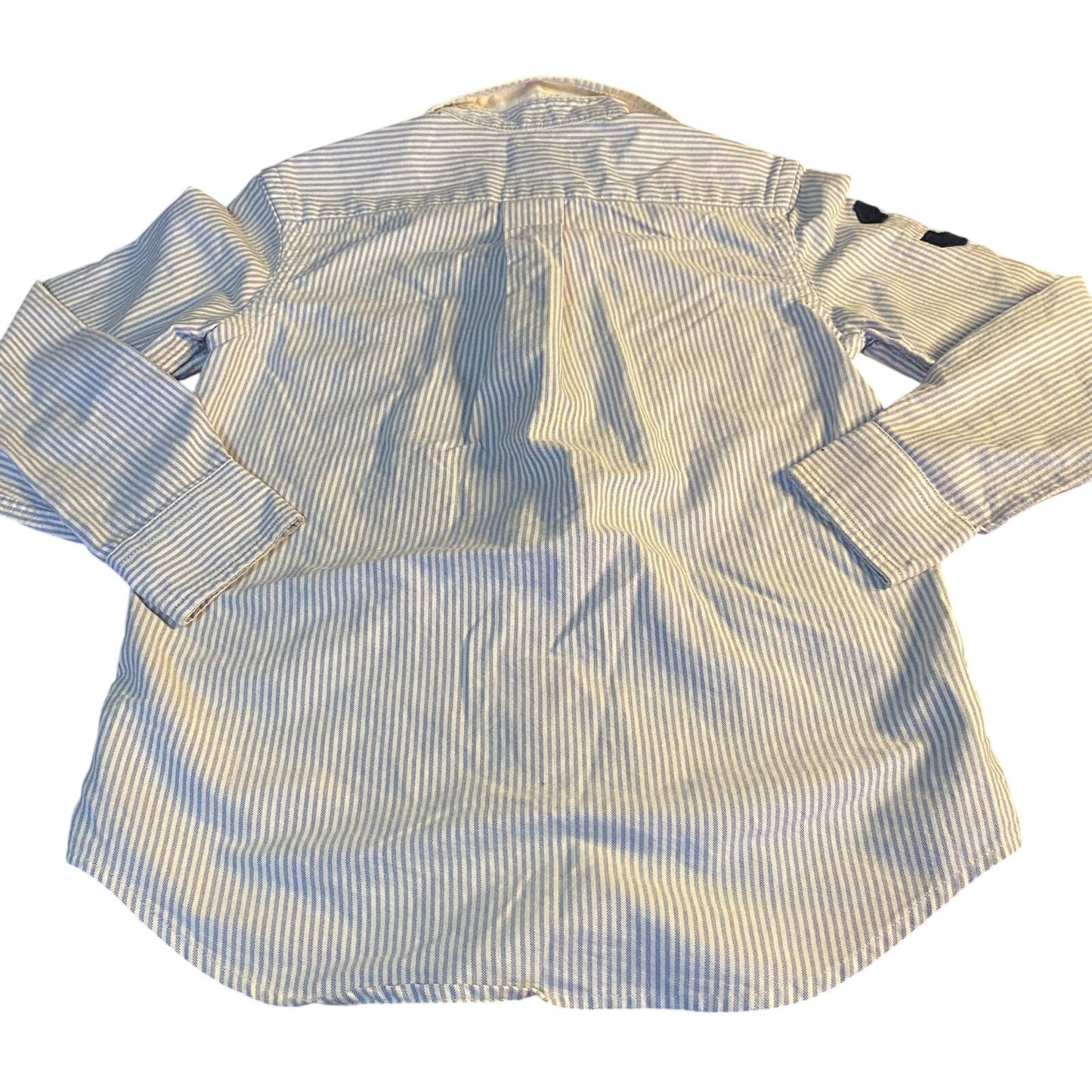 Ralph Lauren blue white pin striped large pony button up rugby shirt SIZE S