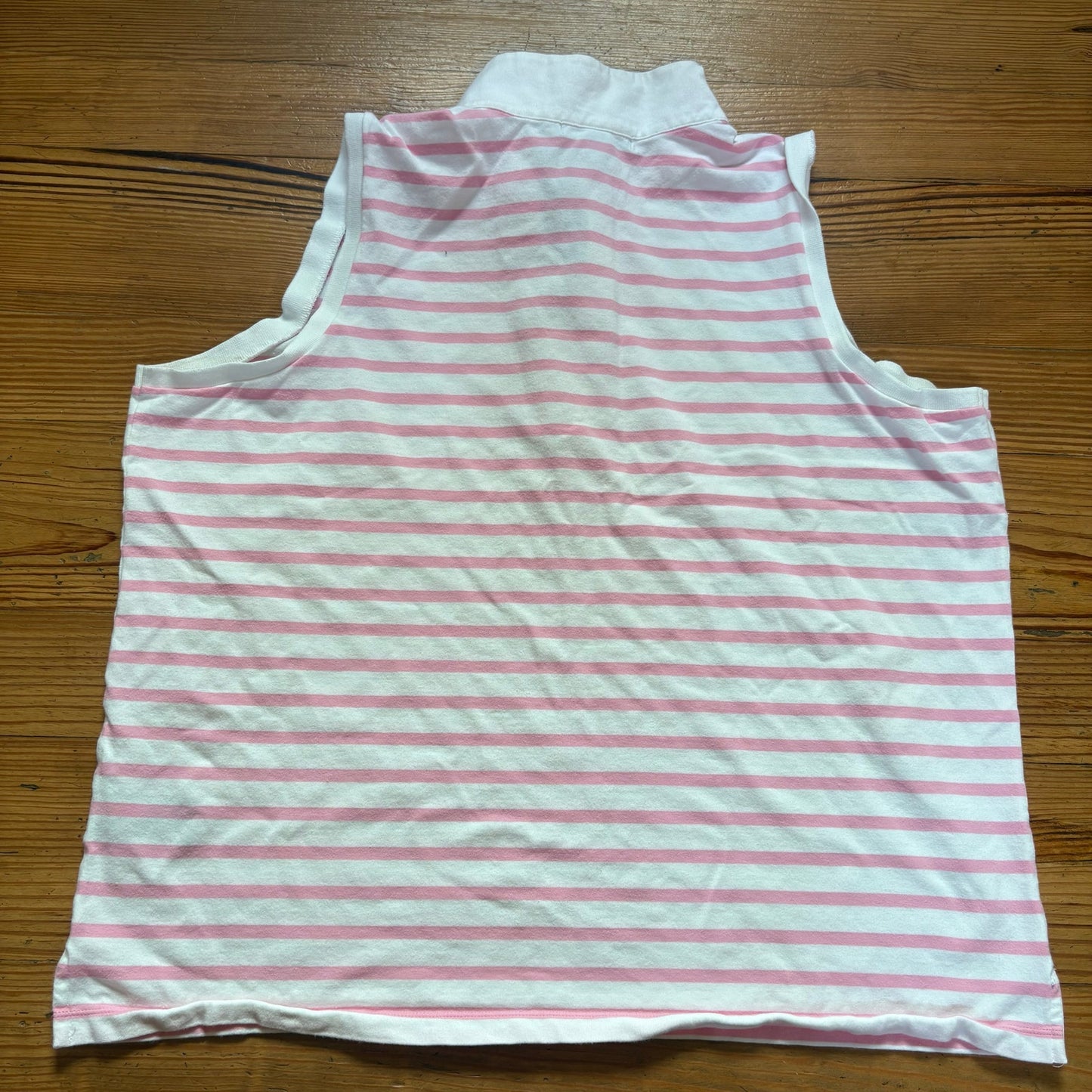 Ralph Lauren white pink striped sleeveless quarter zip tank SIZE 2X