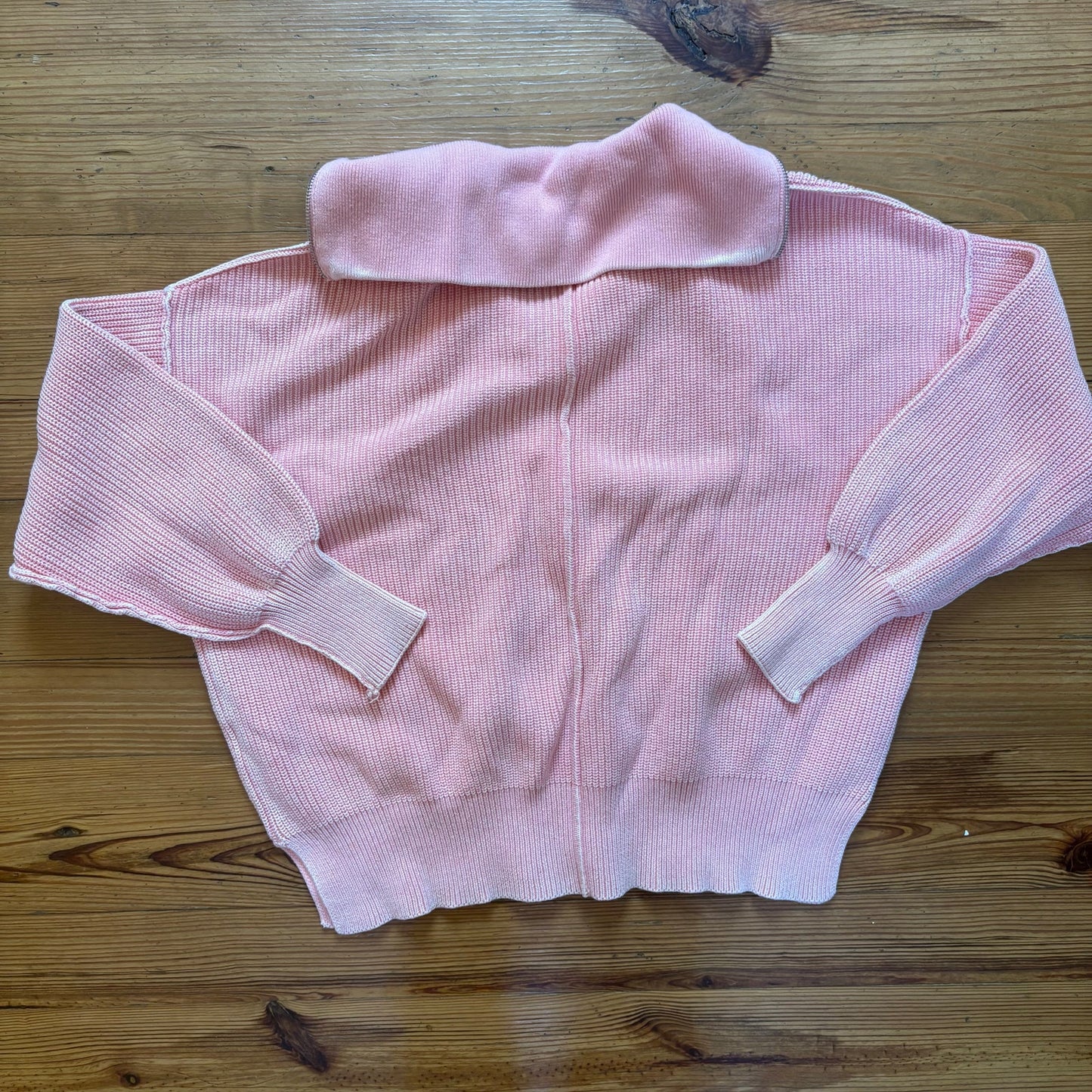 Aerie light pink henley quarter zip oversized knit sweater SIZE S