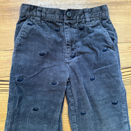 Kitestrings dark gray whale embroidered corduroy pants SIZE 6