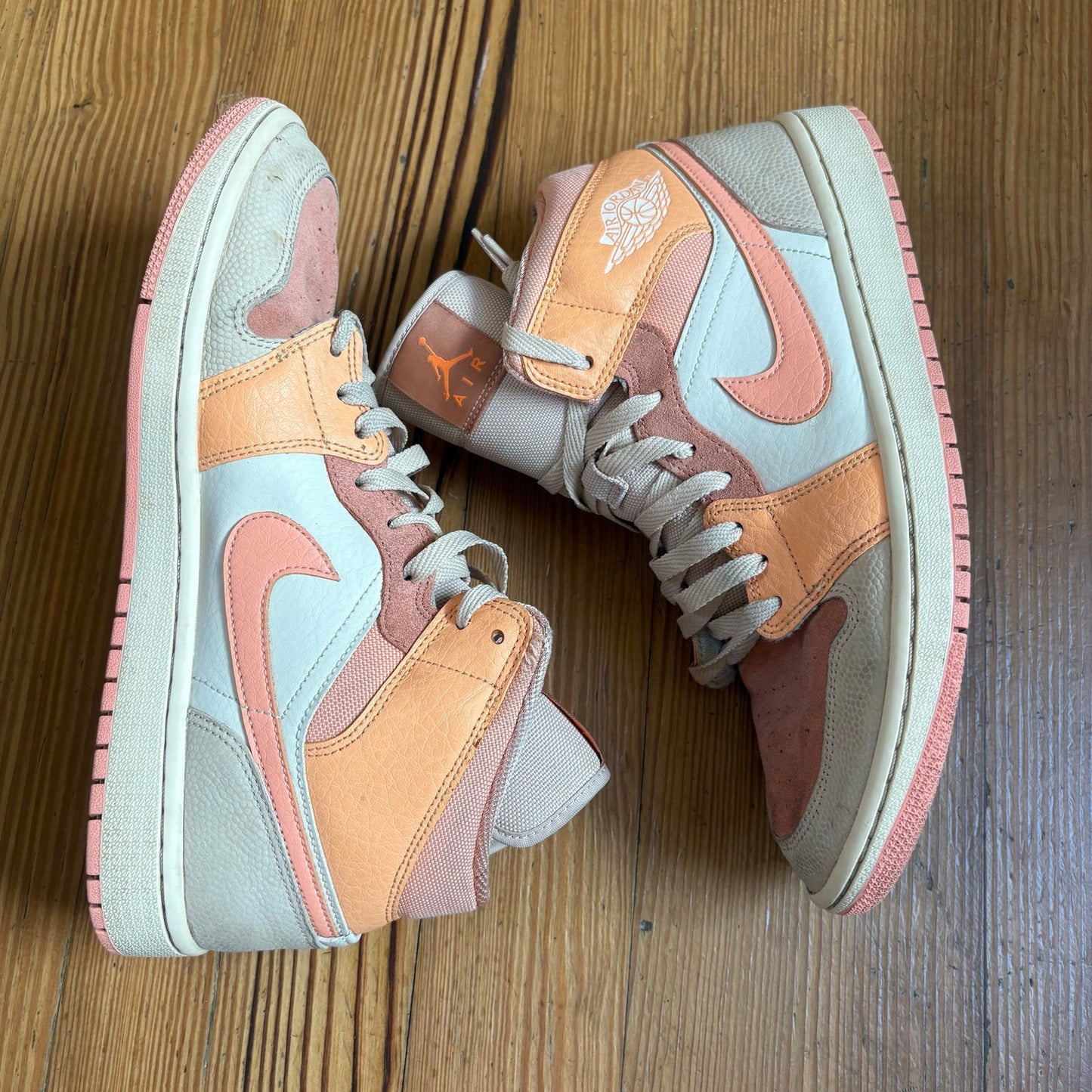 Nike Air Jordan Mid beige orange high top lace womens sneakers SIZE 12