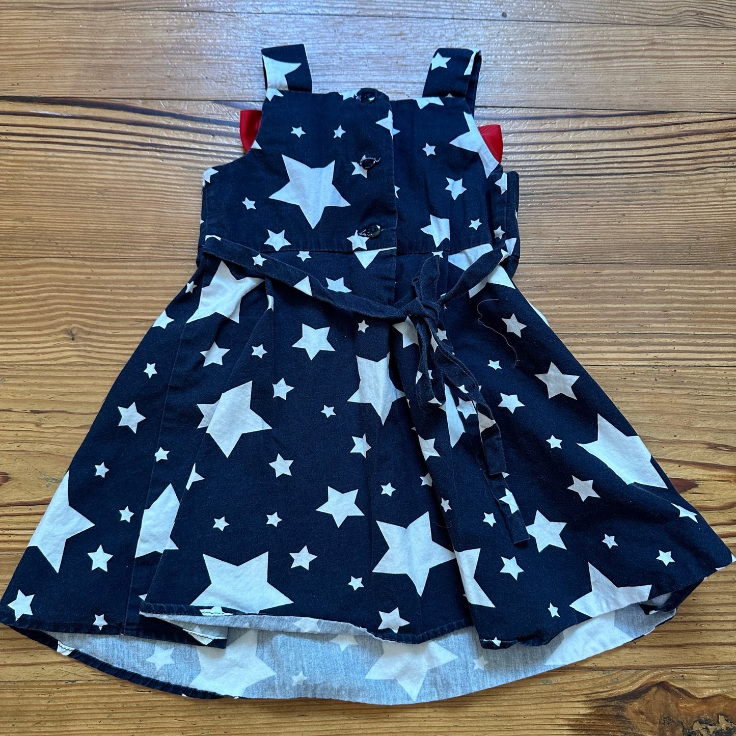 Jessica Ann blue white stars red bow 4th of July sleeveless dress SIZE 2T