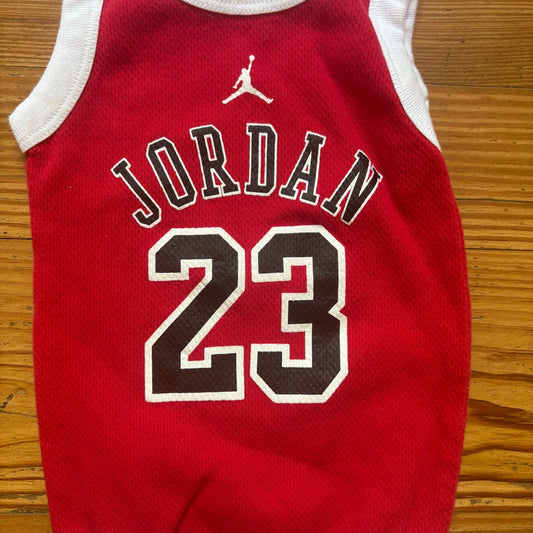 Jordan 23 red white sleeveless baby bodysuit SIZE 0-6M
