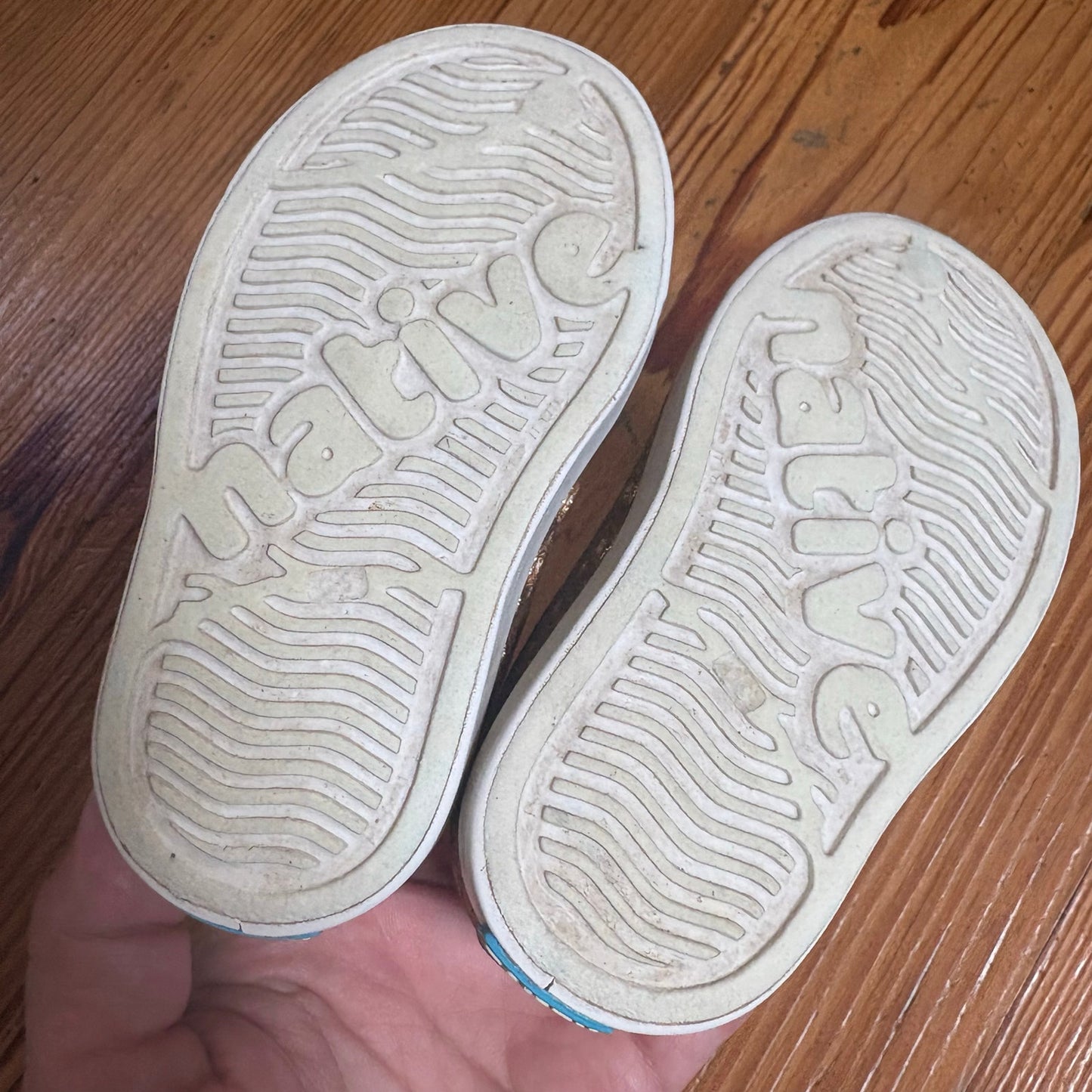 Native gold glitter white sole slip on classic shoes SIZE 5