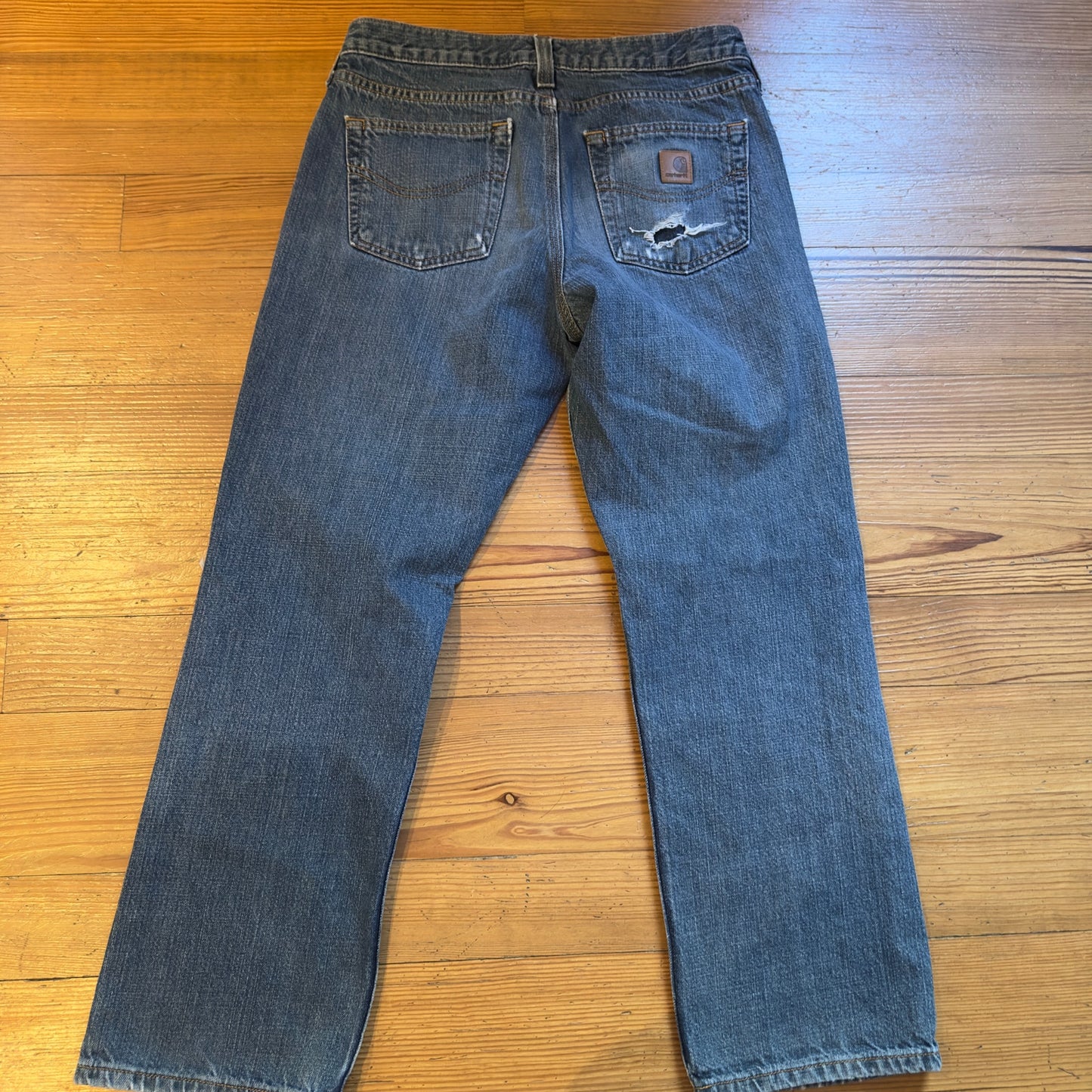 Carhartt medium wash distressed bootcut relaxed fit jeans SIZE 30X30