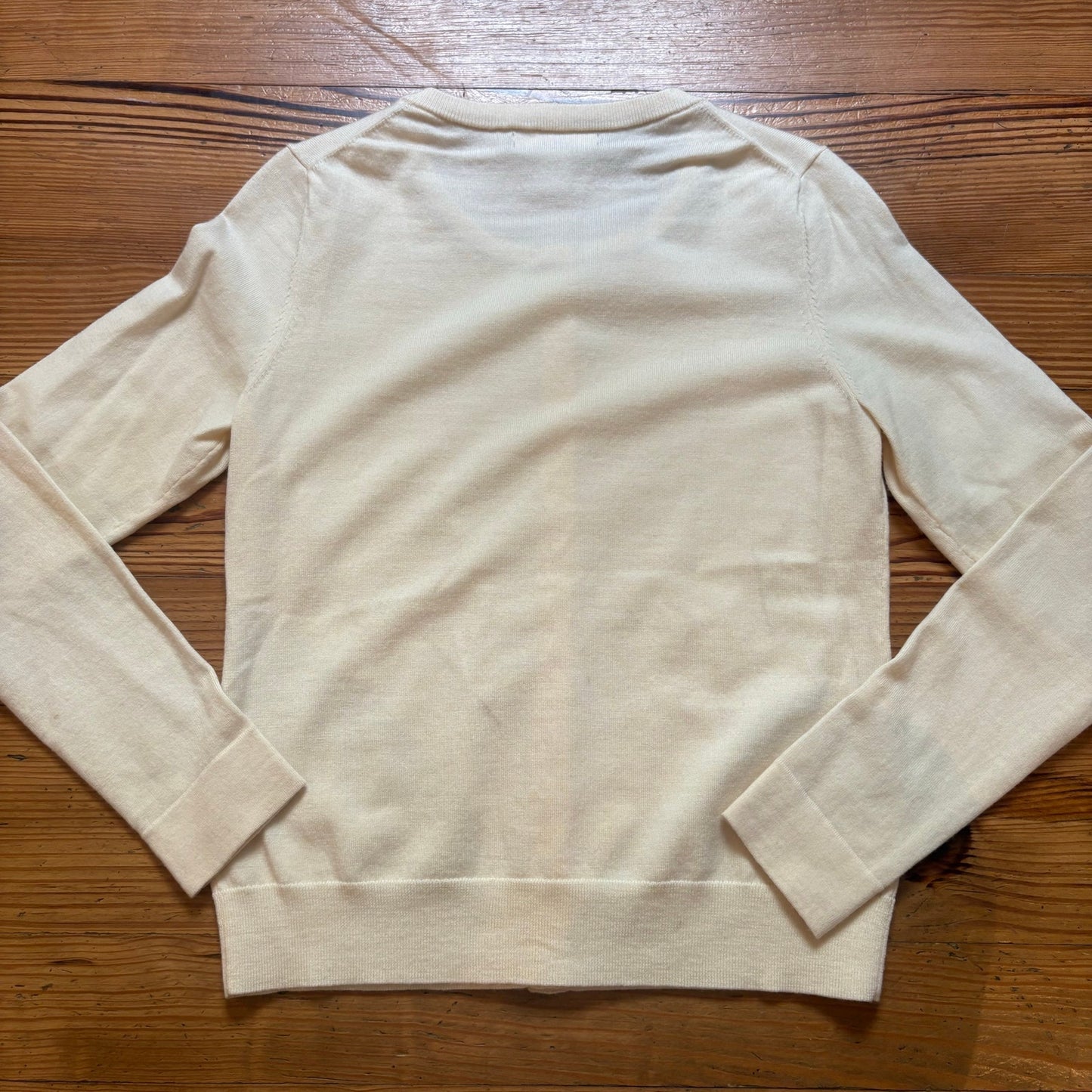 Banana Republic ivory extra fine merino wool gold button cardigan sweater SIZE S