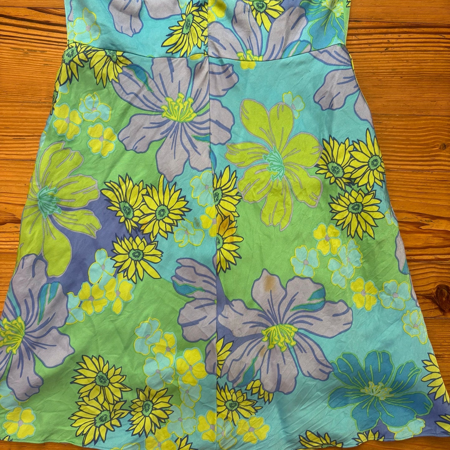 Jones New York y2k green blue floral halter silk midi dress SIZE 14