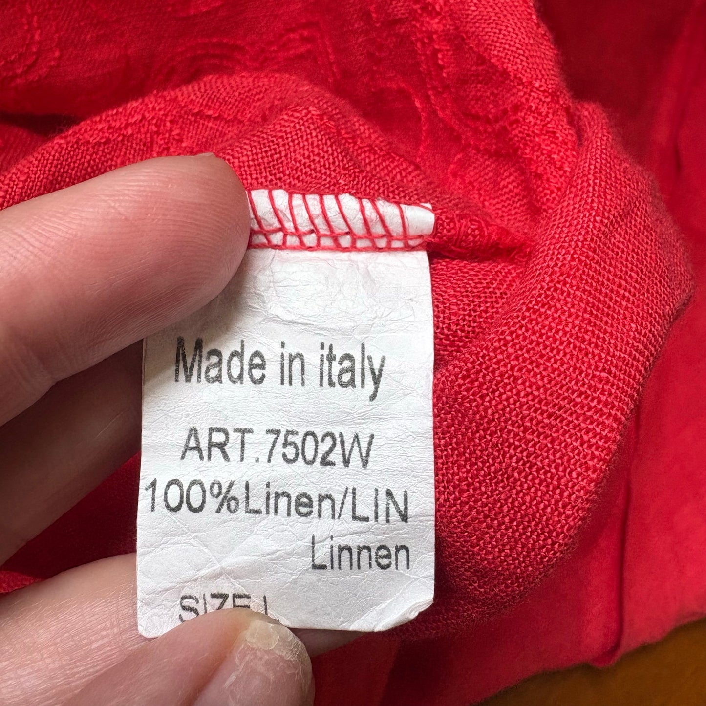 Lungo L'arno red cowl neck linen floral stitching maxi dress SIZE L