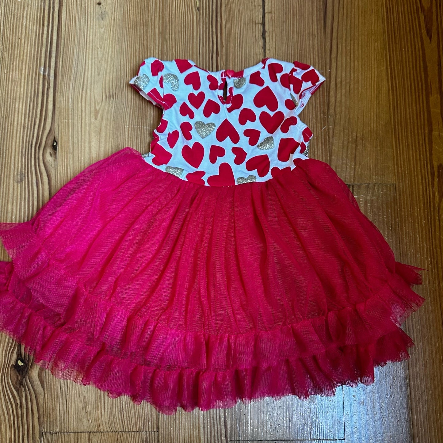Tommy Bahama red gold heart Valentines short sleeve tutu dress SIZE 12M