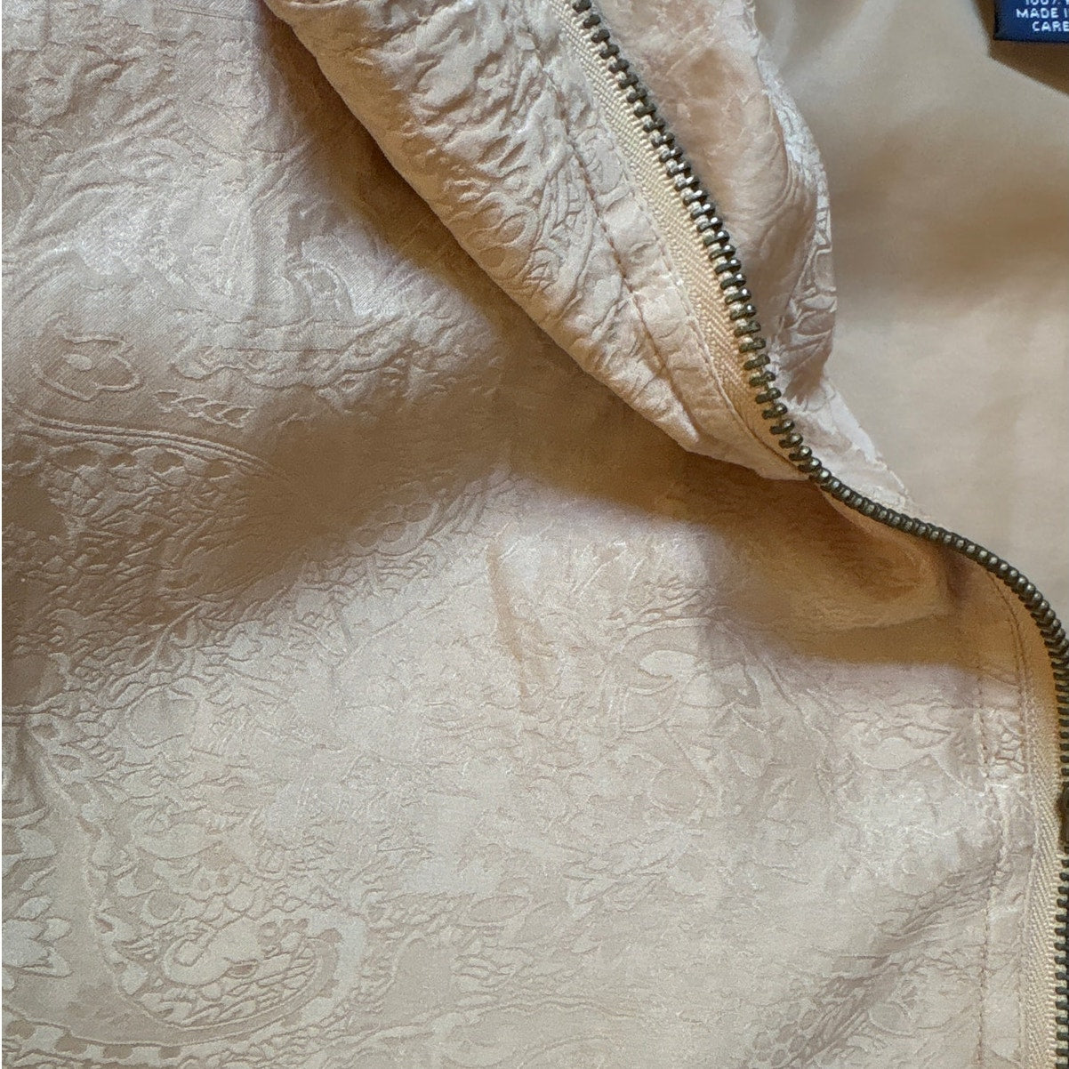 Kim Rogers vintage gold silk full zip padded shoulders bomber jacket SIZE L