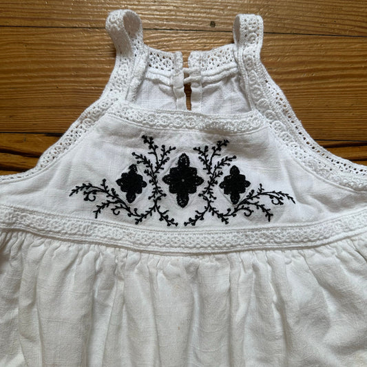 Chelsea & Violet white black embroidered linen blend lace dress SIZE 2T