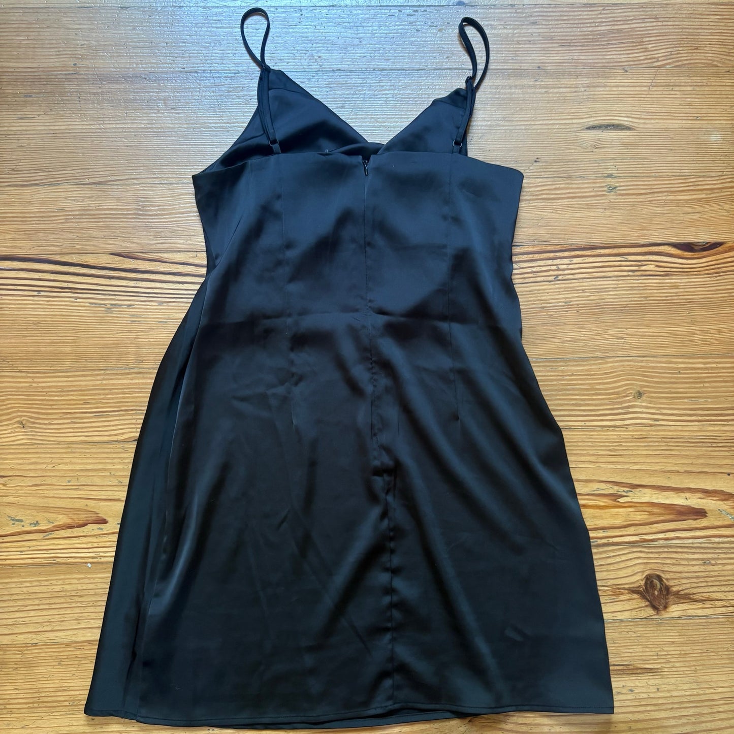 Shein black drape neckline adjustable strap slip dress SIZE L