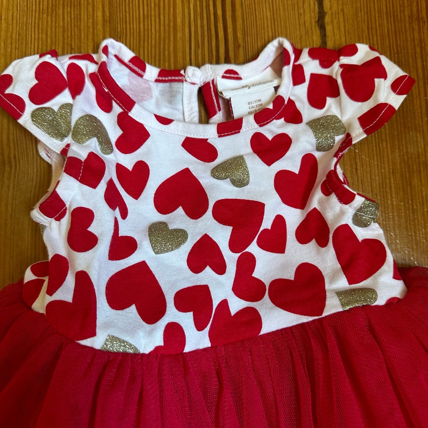 Tommy Bahama red gold heart Valentines short sleeve tutu dress SIZE 12M