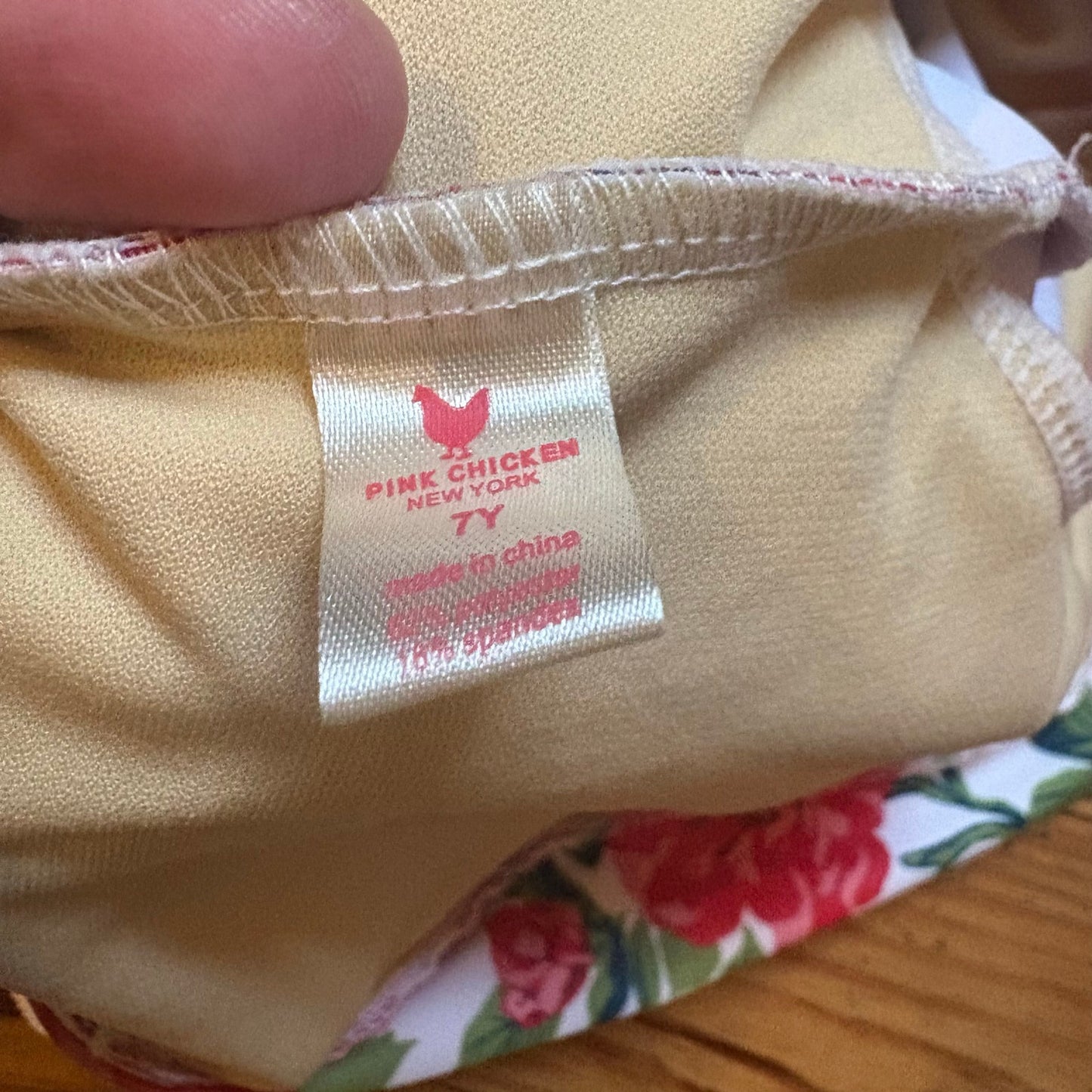 Pink Chicken red rose long sleeve rash guard girls swimsuits SIZE 7