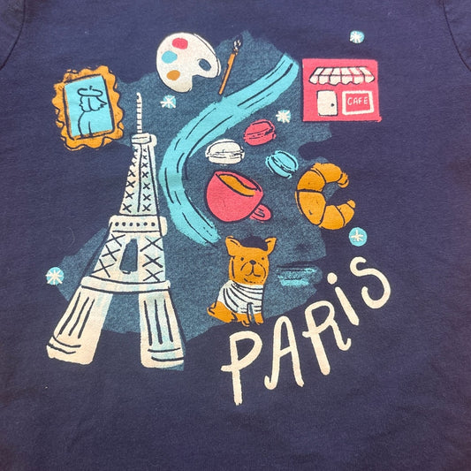 OshKosh B'gosh blue Paris Eiffel Tower croissant short sleeve shirt SIZE 2T