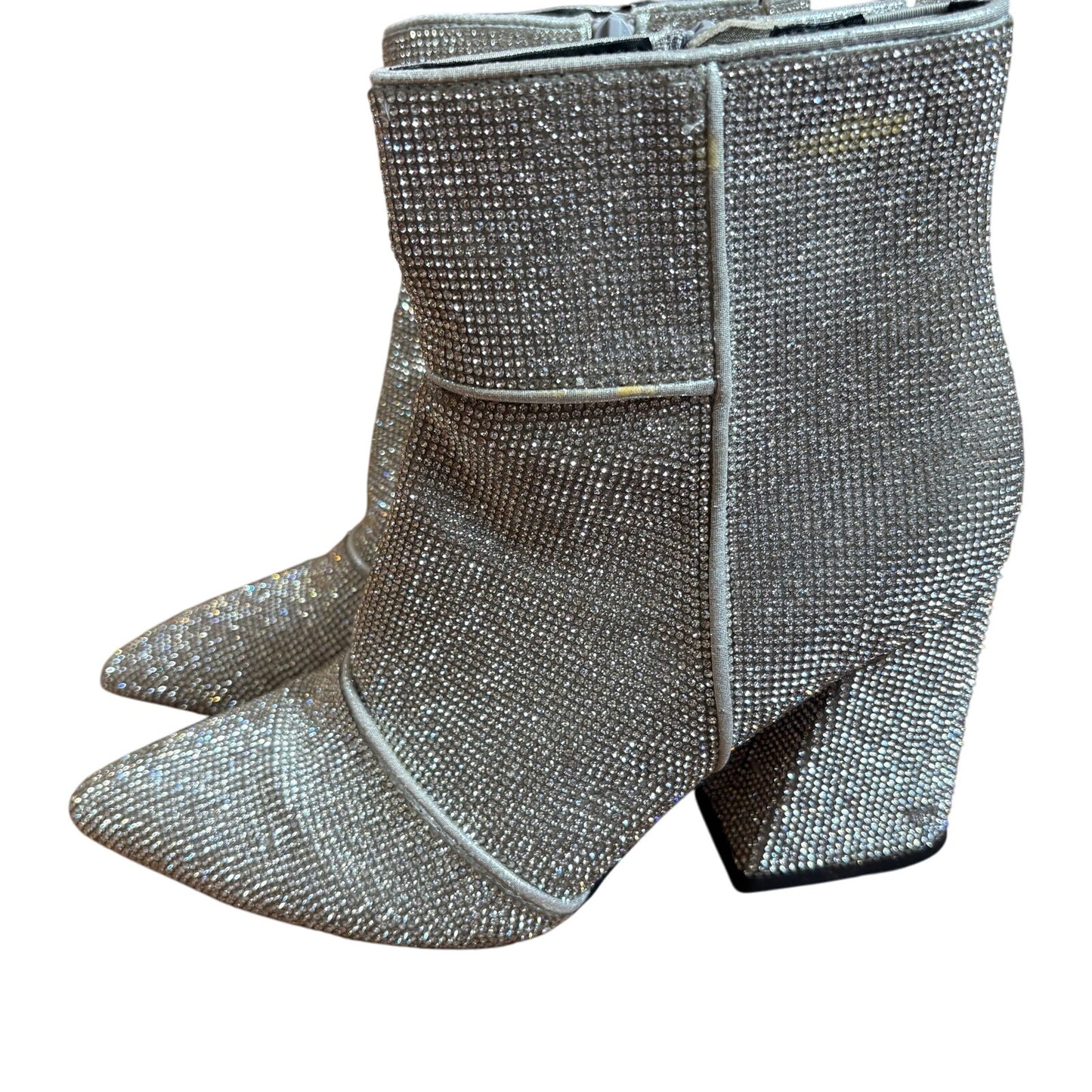 A New Day silver metallic studded jeweled heeled pointed toe booties SIZE 8