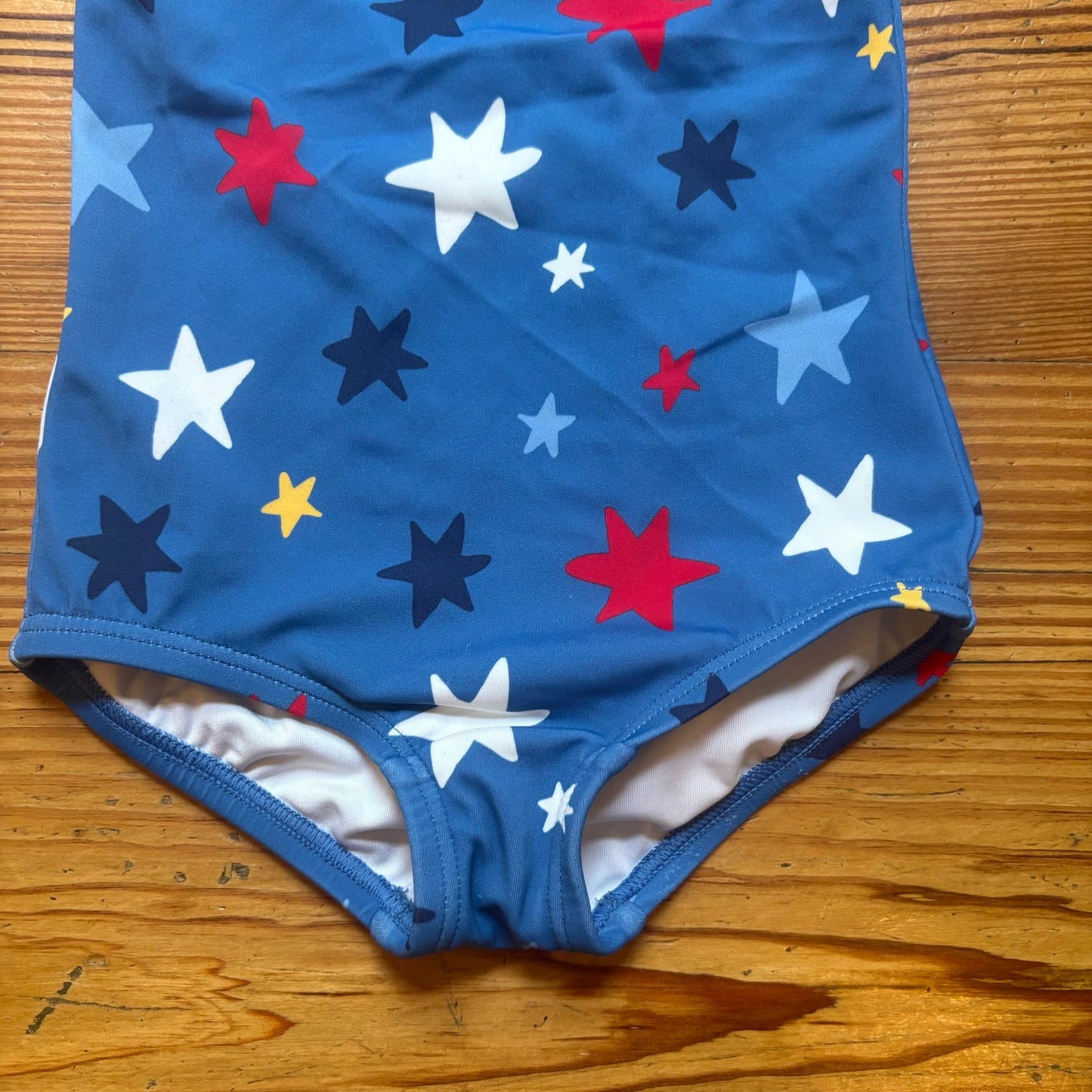 Hanna Andersson blue red star patriotic ruffle one piece swimsuit SIZE 2T