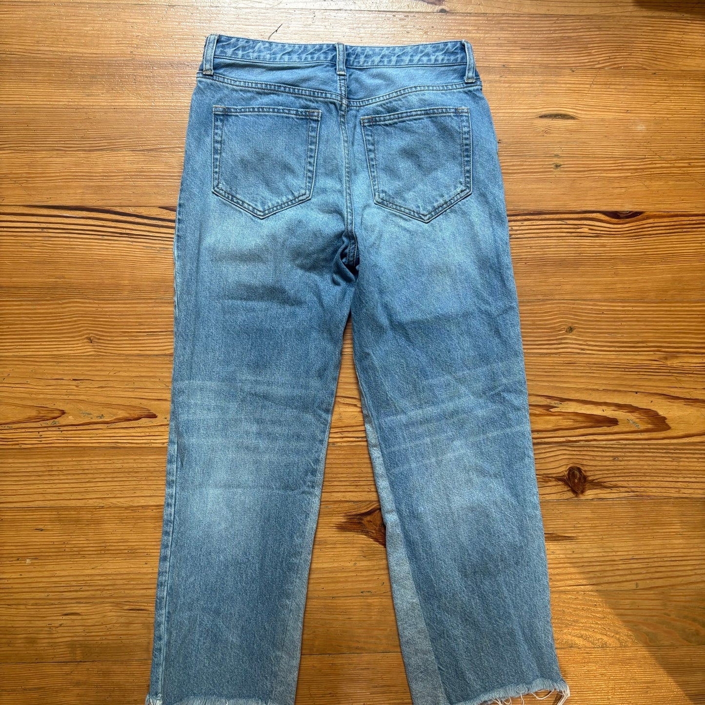 Free People light wash two toned high rise button fly straight leg jeans SIZE 28