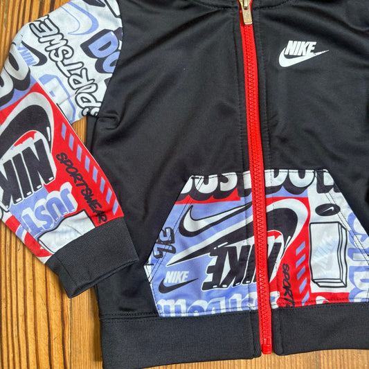 Nike black purple white graphic full zip baby sweater SIZE 24M