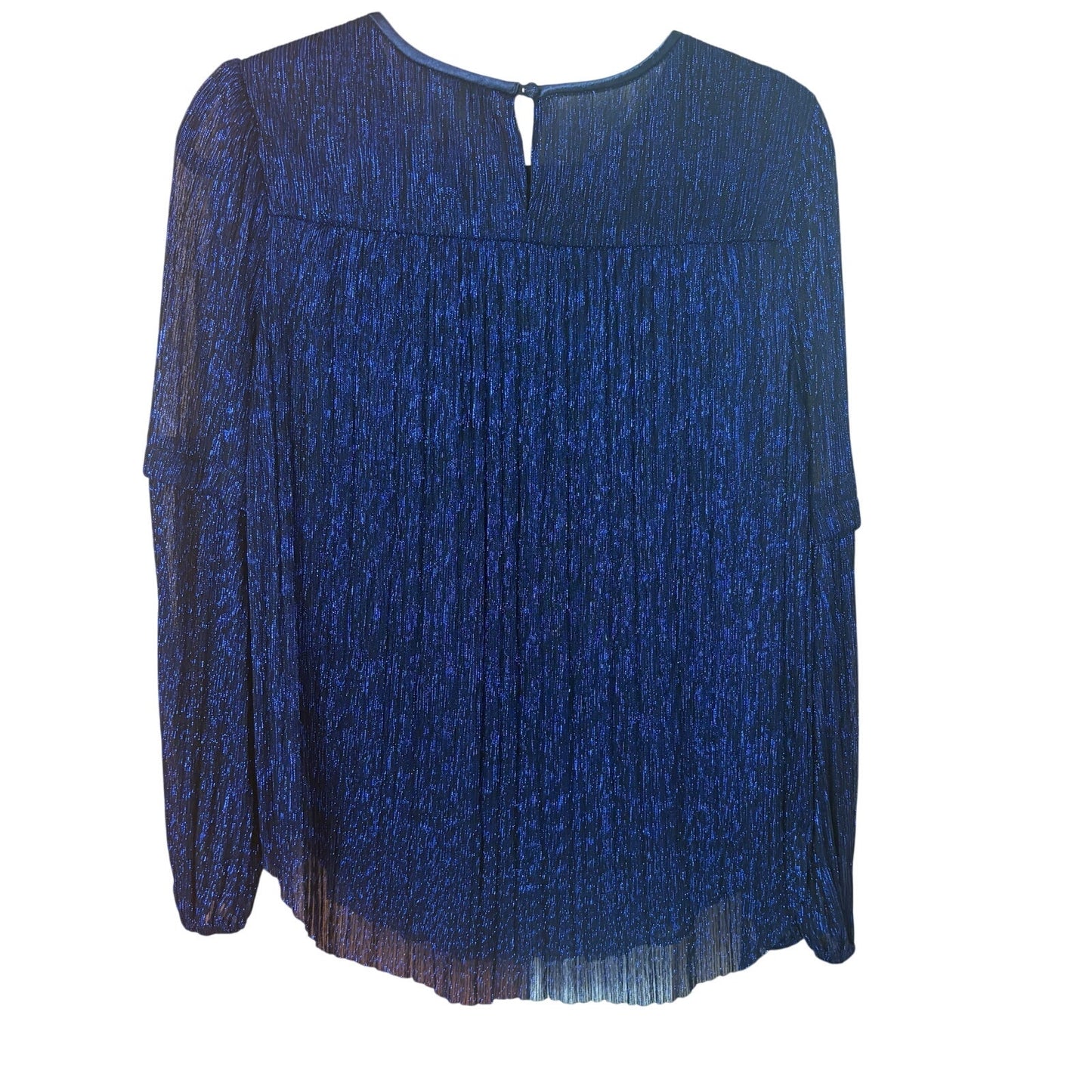 Anthropologie Moulinette Soeurs blue ruffle metallic long sleeve blouse SIZE S