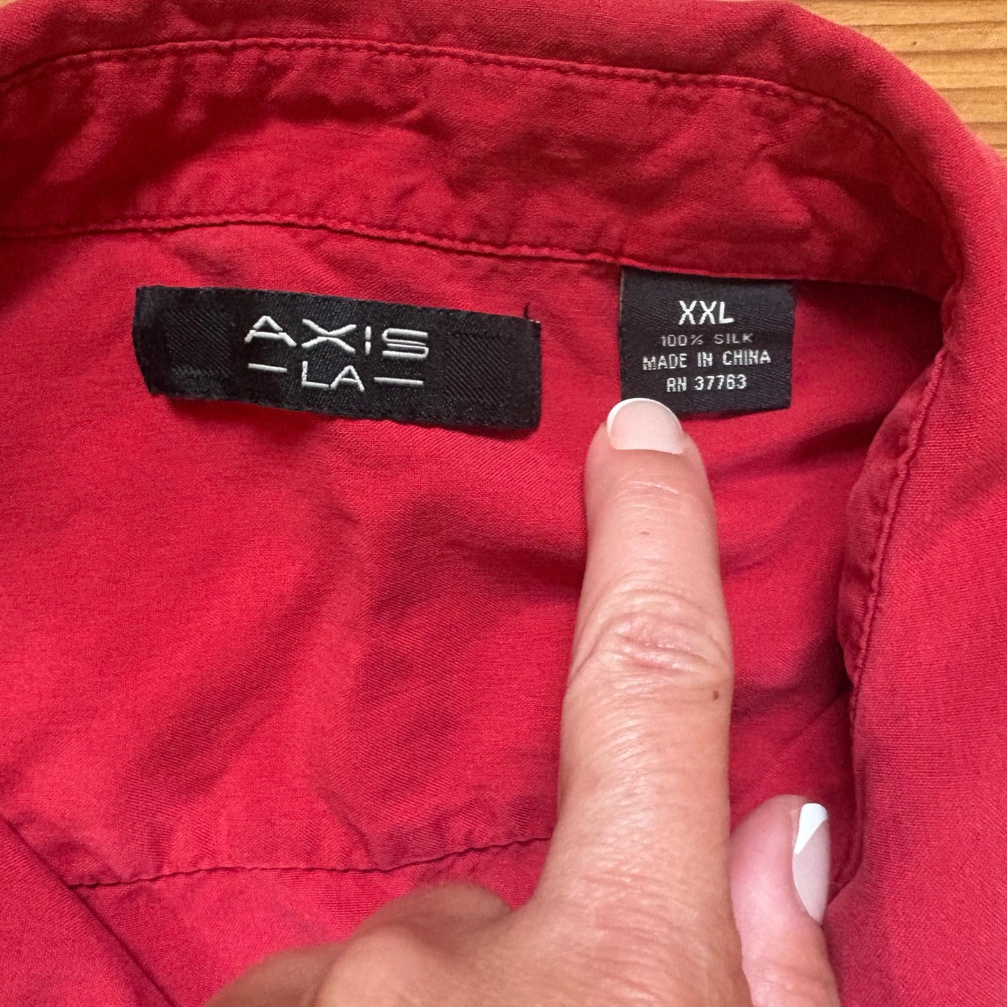 Axis LA red silk short sleeve button up mens shirt SIZE XXL
