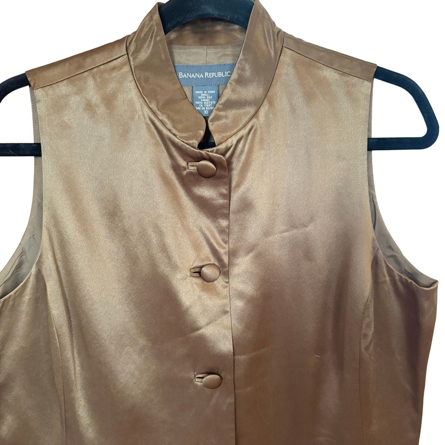 Banana Republic brown bronze silk button vest SIZE 10