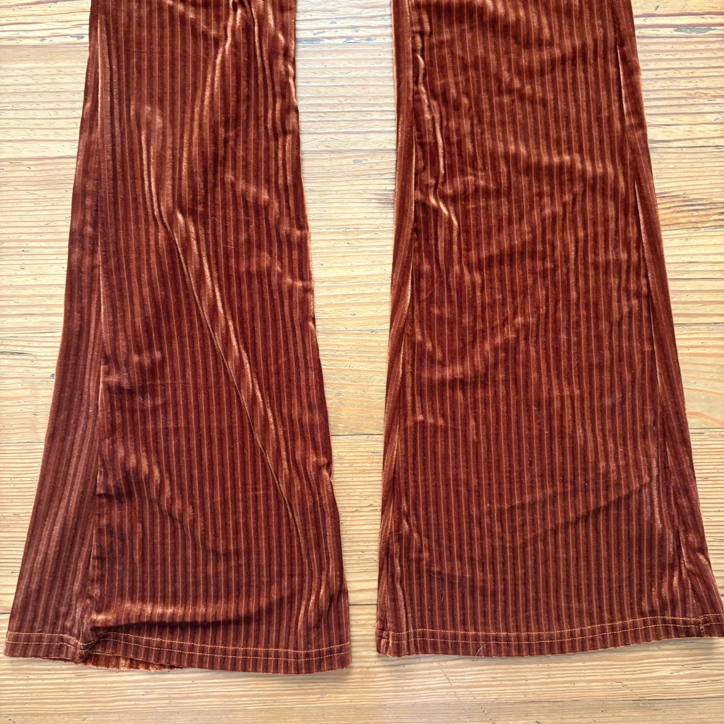 Shein brown velvet flare bottom high waisted pull on pants SIZE L