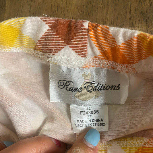 Rare Editions orange brown fall plaid ruffle bow flare stretch pants SIZE 3T