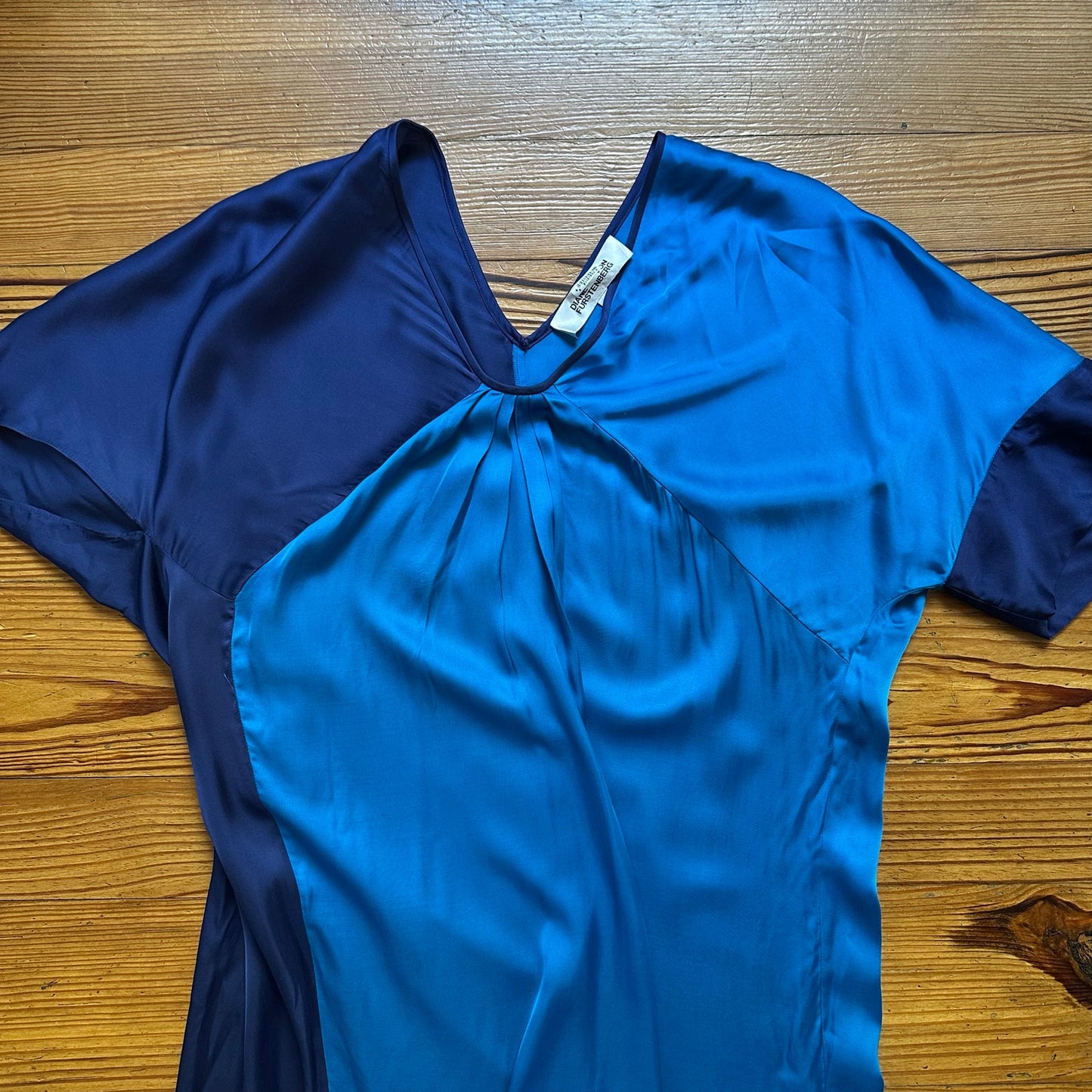 Diane von Furstenberg blue two toned silk maxi dress SIZE XS