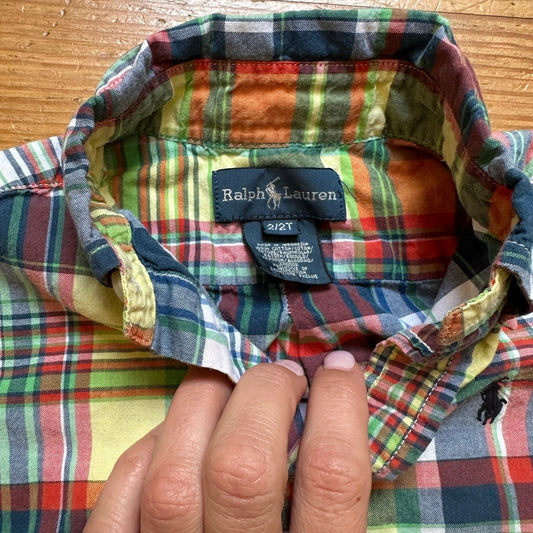 Ralph Lauren colorful checkered short sleeve button up shirt SIZE 2