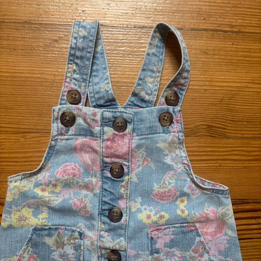 Wonder Nation denim floral overall skirt SIZE 18M