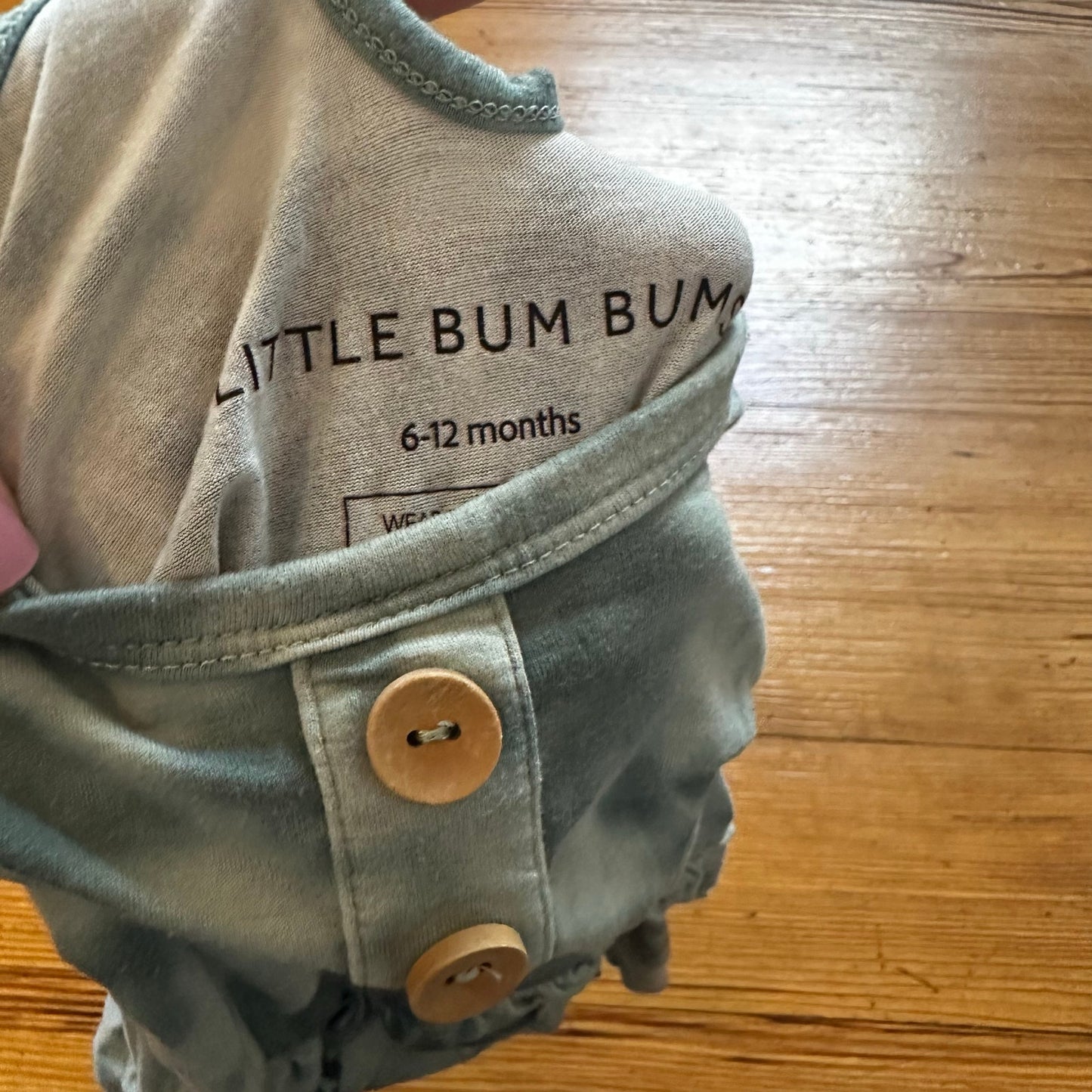 Little Bum Bums green cream marble long sleeve one piece SIZE 6-12M