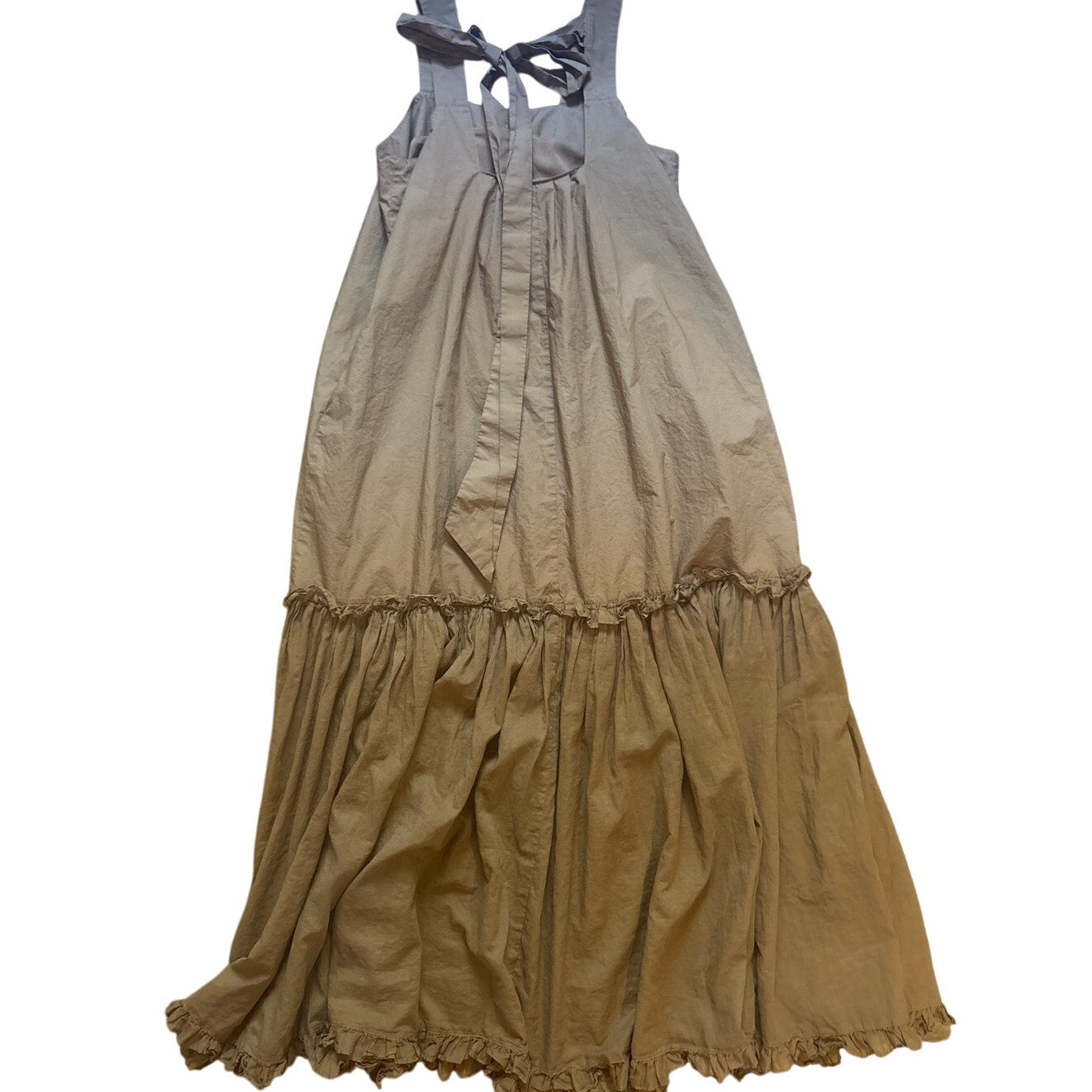 Joslin tan drop waist button up open back tank organic cotton maxi dress SIZE 8