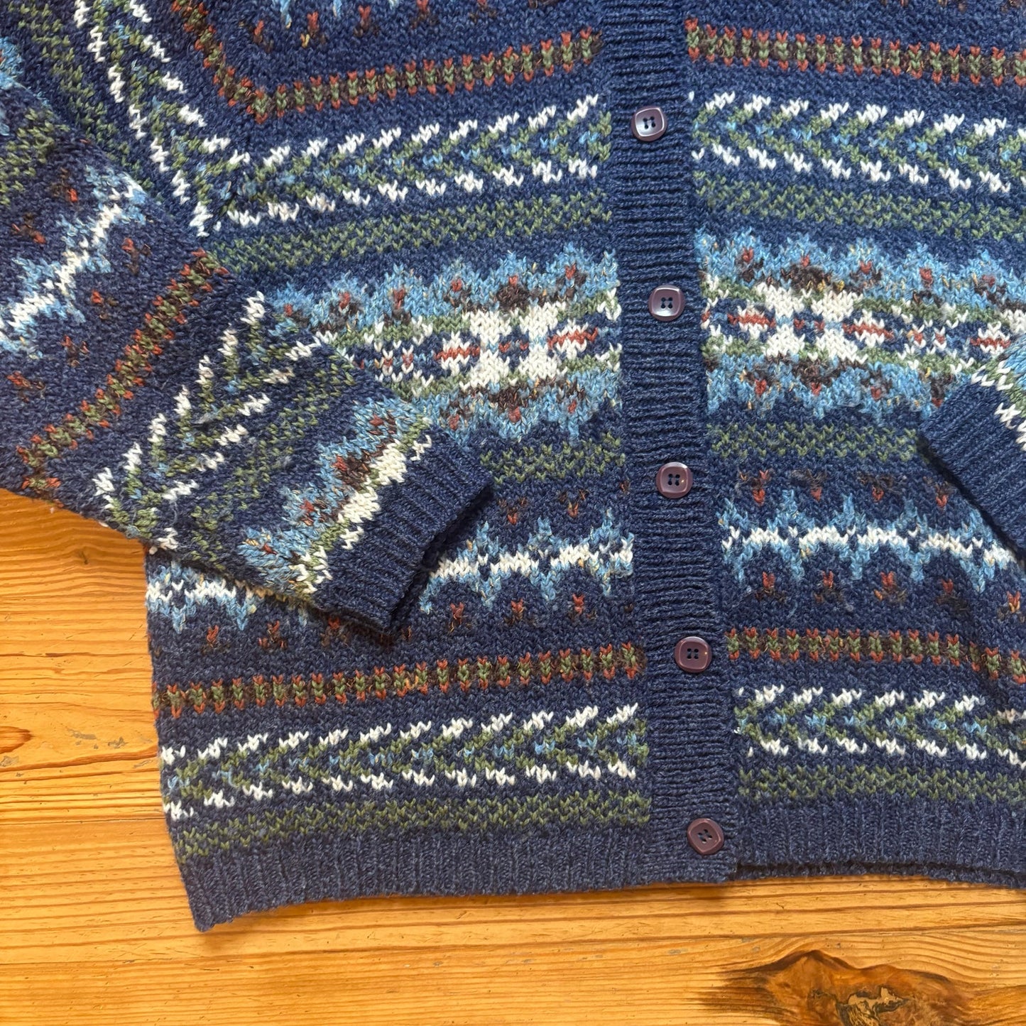 Classic Elements blue knit button up wool sweater SIZE XL