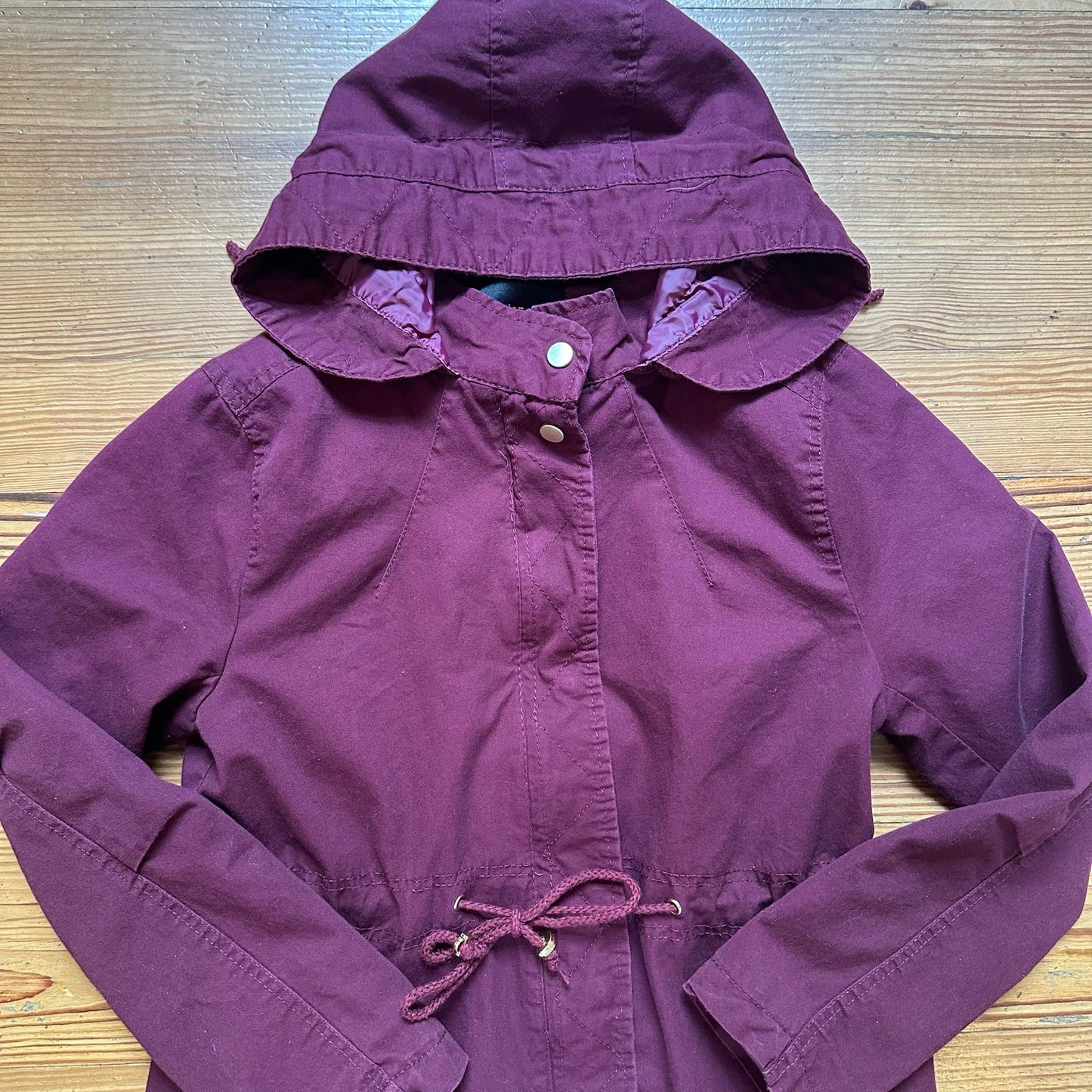 Ambiance Outerwear burgundy red full zip hooded utility jacket SIZE M